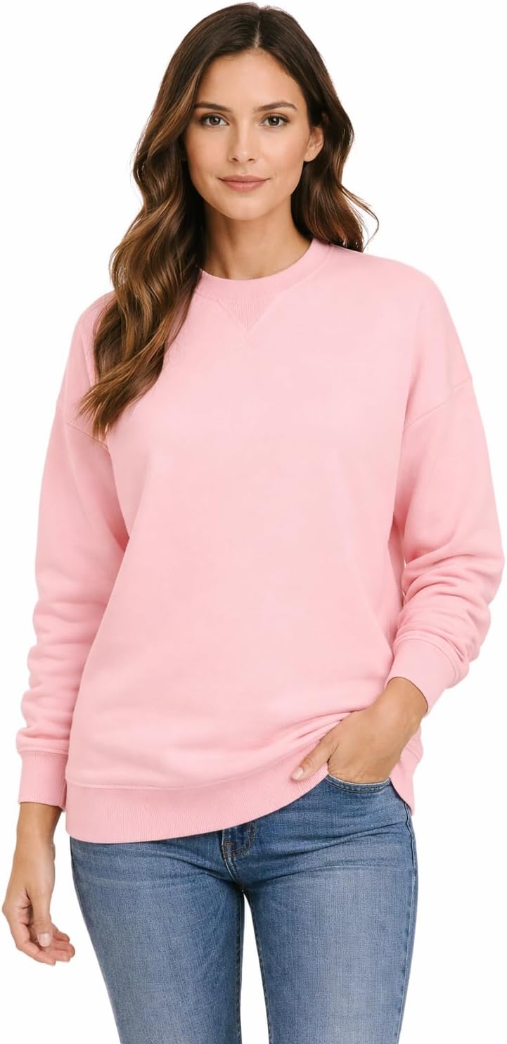 Blu Apparel Ladies Premium Longline Sweatshirts for Women Crew Neck Casual Soft Long Sleeve Jumper Sweater Oversized Sweatshirt for Gym