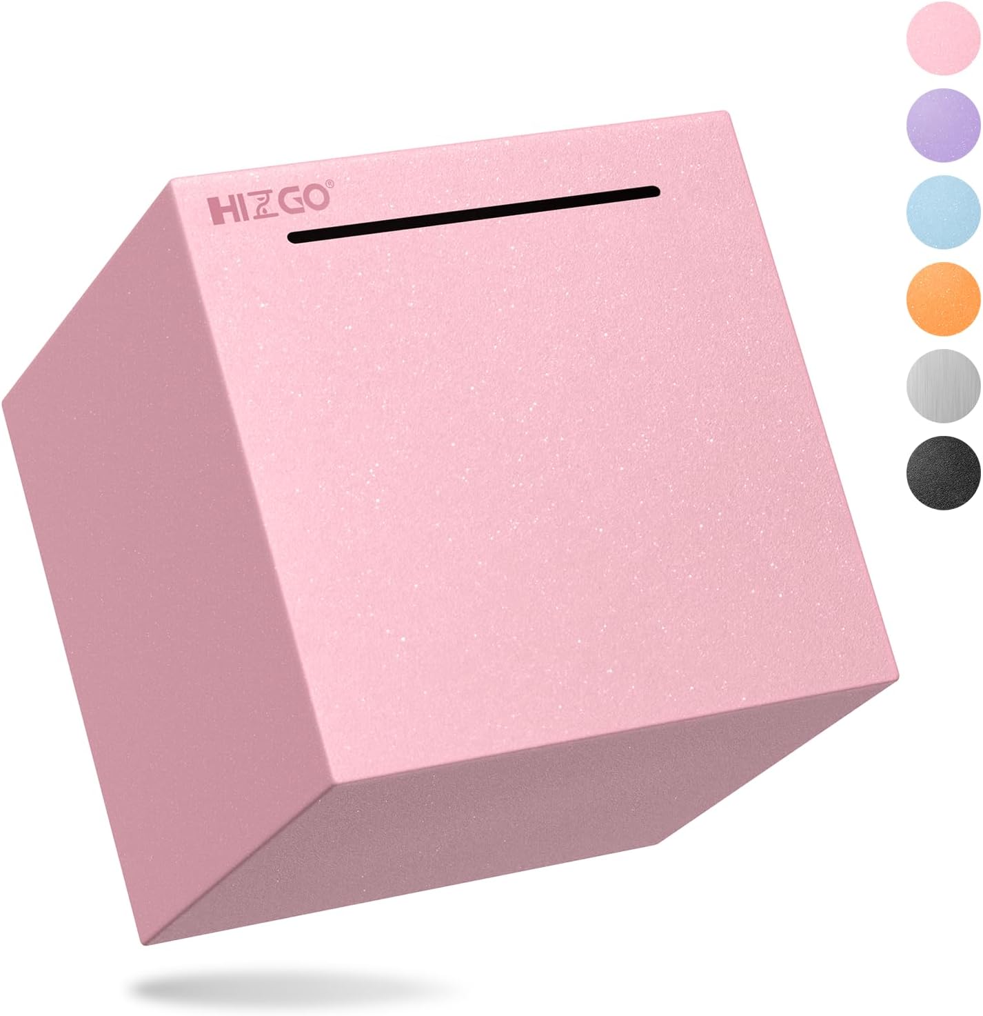 hizgo Adults Pink Piggy Bank, Stainless Steel Piggy Bank for Adults/Kids Must Break to Open, Unopenable Money Saving Box(4.72-inch, Pink)