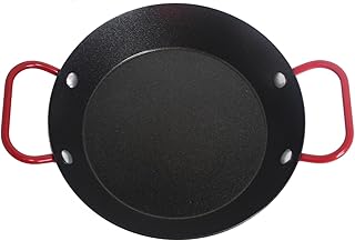 IMUSA USA 6" Carbon Steel Coated Nonstick Paella Pan Handles, Black, Red Hanldes
