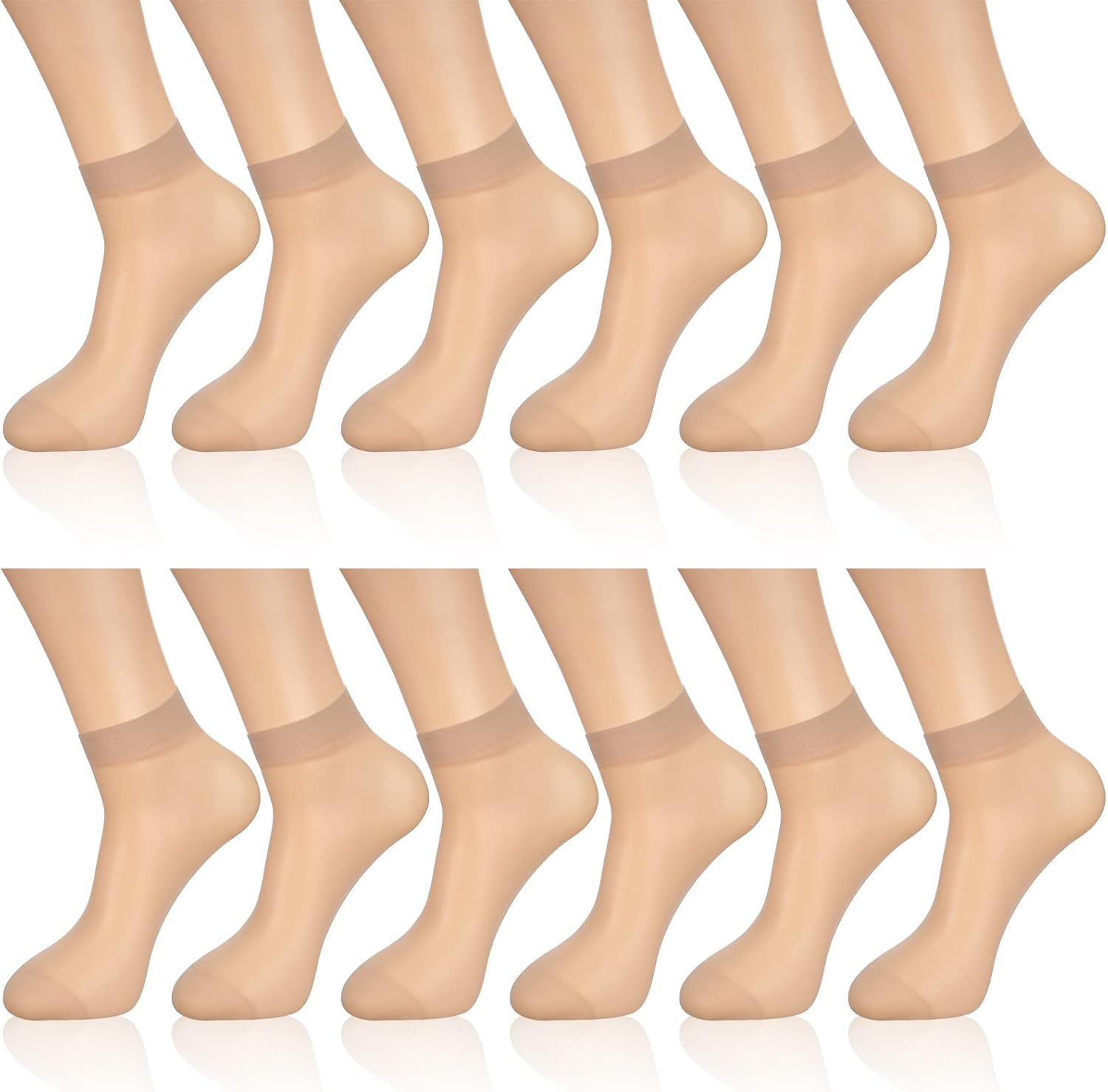 Geyoga 12 Pairs Sheer Ankle Socks Thin Nylon Transparent Ankle High Hosiery Socks Short Dress Stockings for Women