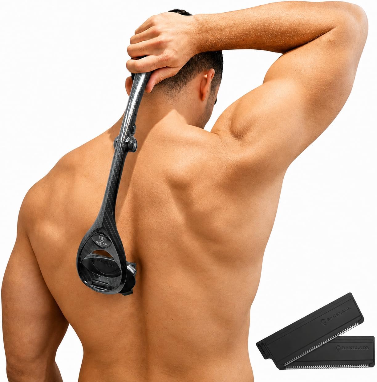 BakBlade 2.0 Carbon Fibre Effect Back Shavers for Men - Back Razor