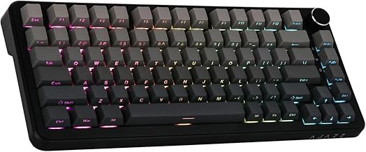 AJAZZ AK820 MAX Upgraded Gasket-Mounted Wireless Mechanical Keyboard, BT5.0/2.4GHz/USB-C Gaming Keyboard, with 5-Layer Padding, Flex-Cut PCB, FR4 Plate, RGB Backlights for Win/Mac (Black)