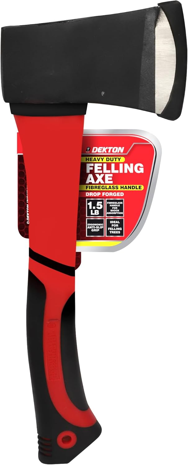 Dekton 1.5 Lb Fiberglass Felling Axe-Lightweight And Durable Ax For Efficient Tree Cutting, Splitting Wood| Ergonomic Handle| Reduced Vibration| Ideal For Outdoor Activities, Woodworking, Garden Work
