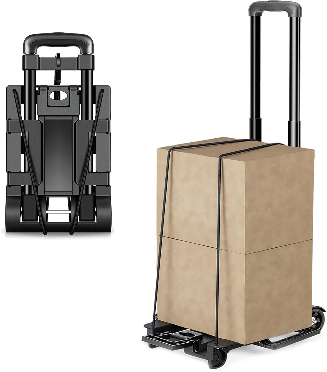 Foldable Luggage Trolley Folding Hand Truck, Portable Expandable Chassis Garden Dolly Trolley Collapsible for Moving Airport Travel Office Use