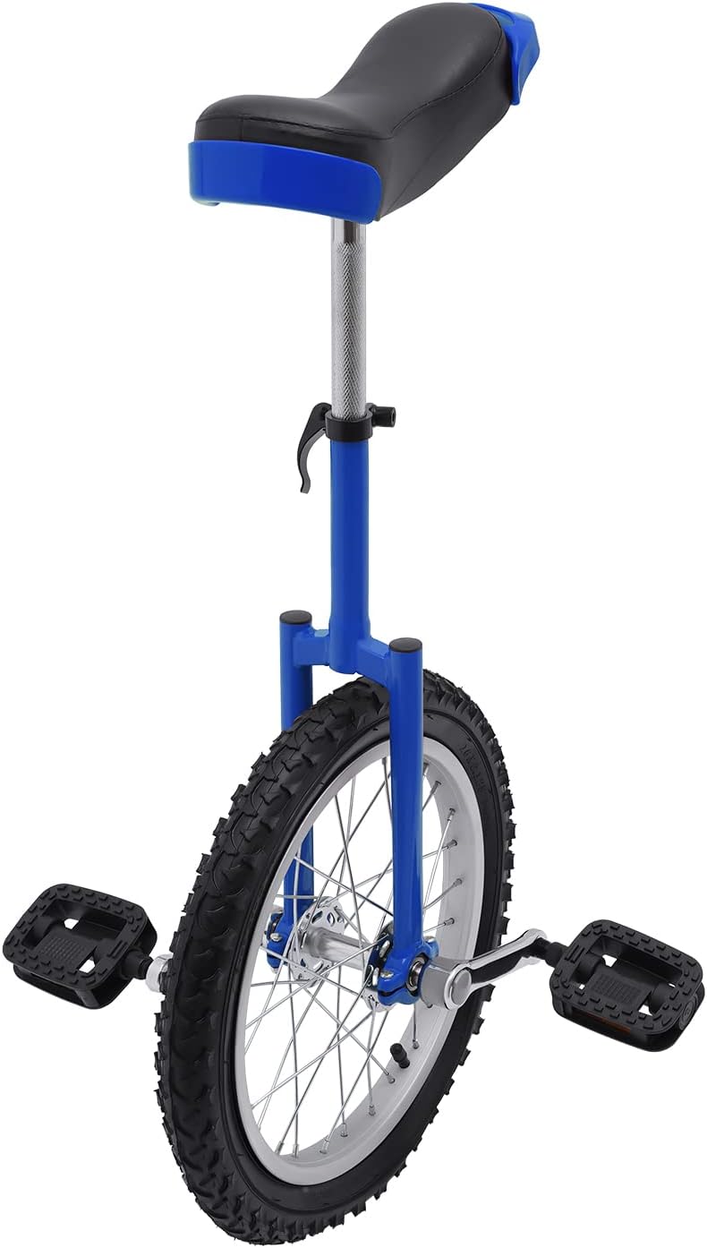 16"/24" Wheel Unicycle, Wheel Unicycle with Steel Rim Skid-Proof Tire Adjustable Seat Sports Exercise Bicycle for Daily Fitness