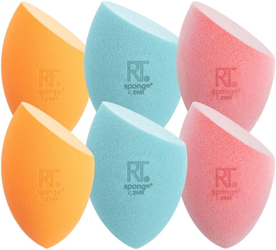 Real Techniques Assorted Makeup Blending Sponges, Miracle Complexion, Miracle Powder, and Miracle Airblend Sponges, For Blending and Baking, Use With Foundation and Powder,6 Pack