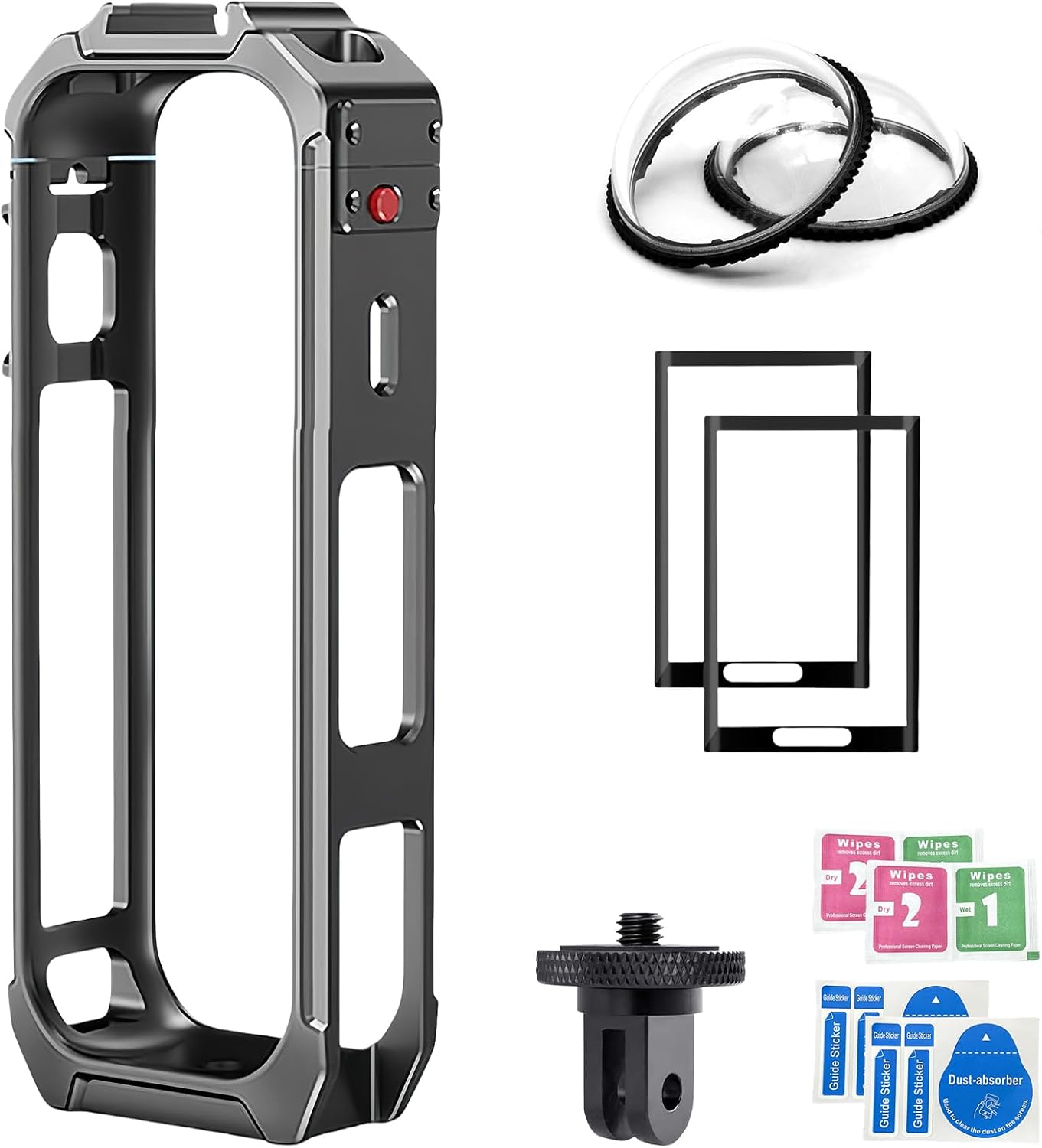 Insta 360 X5 Aluminum Metal Frame Cage Bag Case Lens Guards with Screen Protector for Insta360 X5 Camera Accessories Kit Multi-use Mount Clamp Adapter