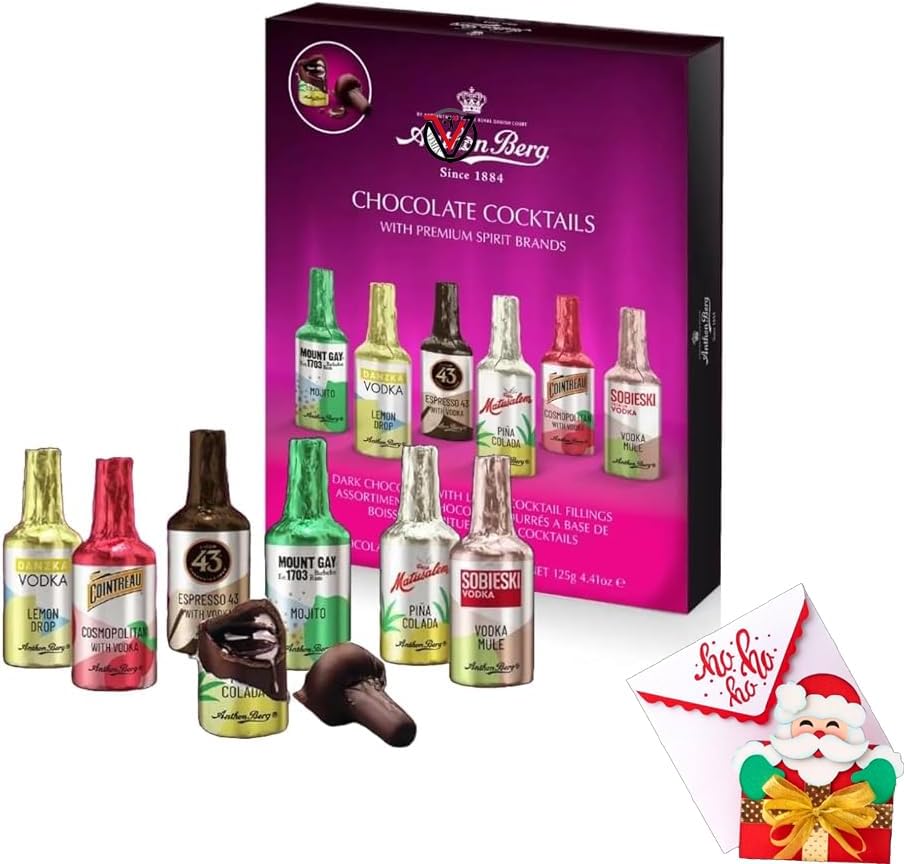 Antthon Berg Variety of Chocolate liquor Collections Gift Boxes With Gift Card - Luxurious liquor Chocolate Gift Boxes (Antthon Berg Chocolate Cocktail Liqueurs 187g)