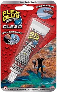 Flex Glue, Mini, Clear, Super Strong, Transparent, Rubberized Waterproof Adhesive, Works Underwater, Use on Pools, Showers, Outdoors, Concrete, Brick, Pavers, Masonry, UV Resistant