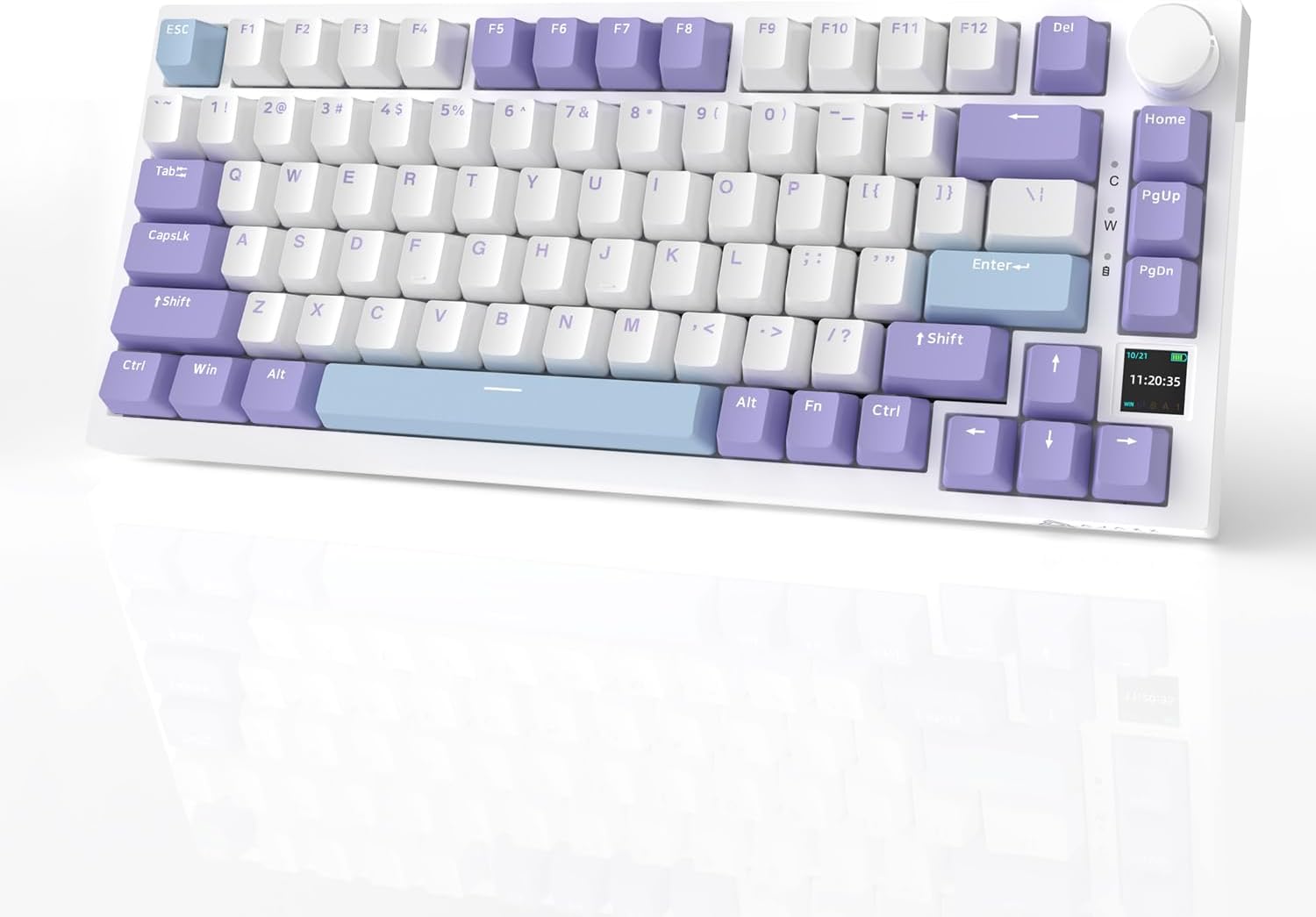 AK820PRO 75% Hot Swap Gasket Mount Mechanical Keyboard with TFT Display Screen, 4000mAh BT/2.4G/Wired RGB South Facing LED, Knob Control for E-Sport/Windows/Mac, Gift Switch