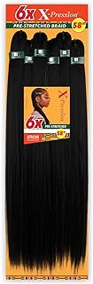 Sensationnel Xpression prestretched braiding hair - Kanekalon flame retardant smooth yaki braid hair extension 6X 58 inch (Color:1B OFF BLACK)