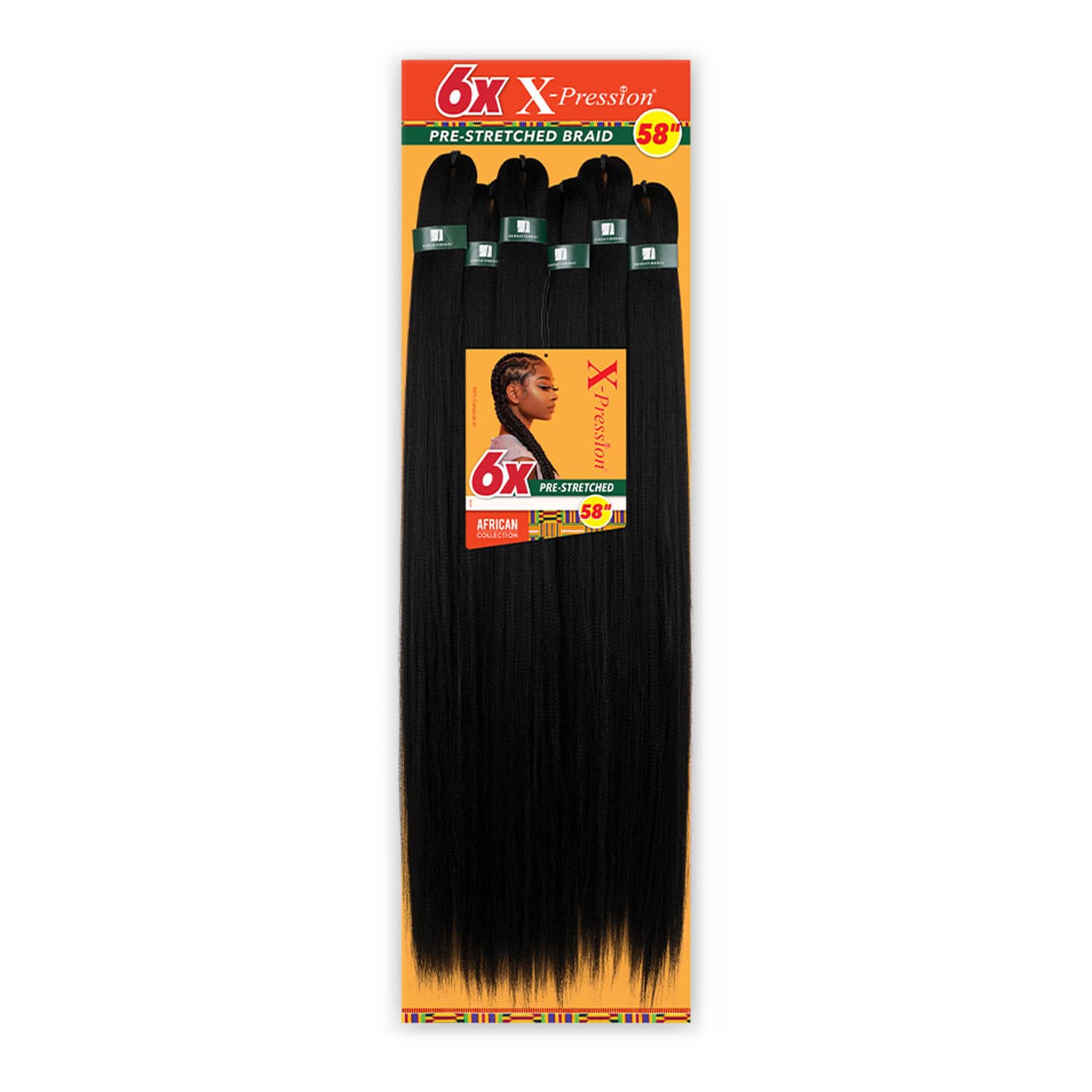 Sensationnel Xpression prestretched braiding hair - Kanekalon flame retardant smooth yaki braid hair extension 6X 58 inch (Color:1B OFF BLACK)