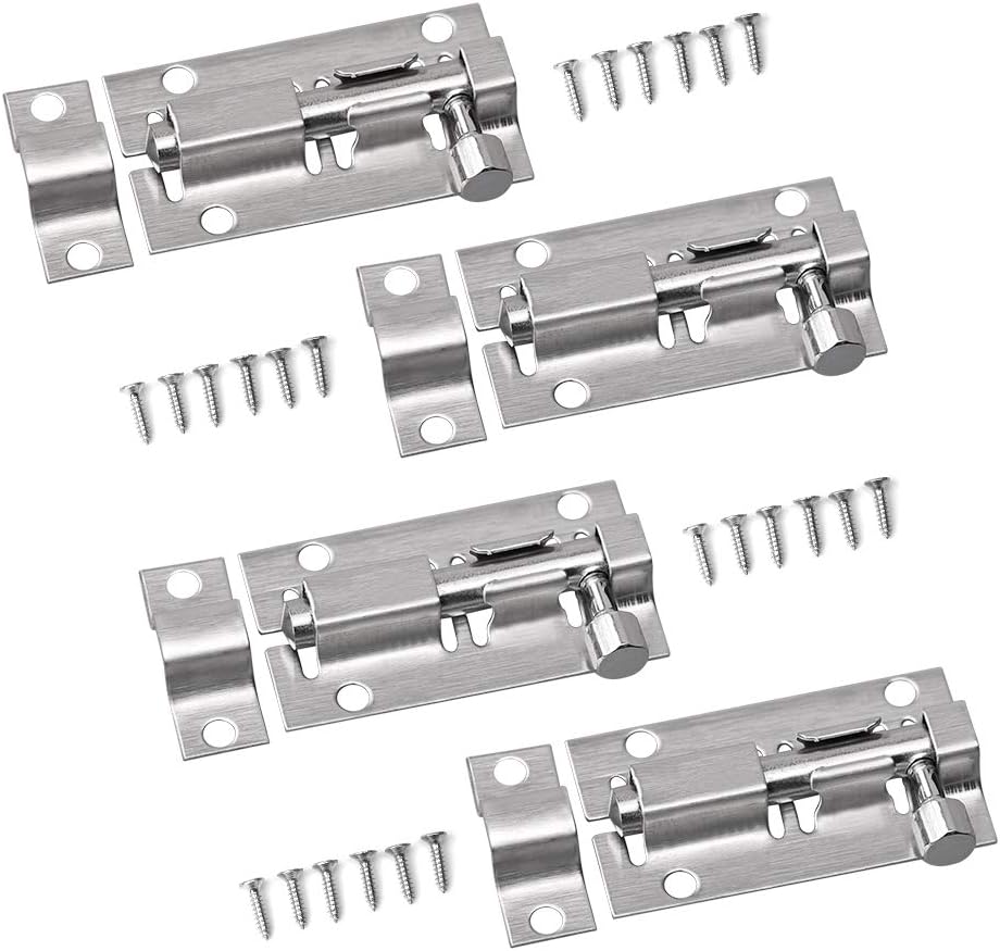 4 Small Bolt Lock, Door Bolt Barrel Sliding Latch Lock with Screws for Bathroom, Pet Doors, Fences, Shed Doors, 50mm