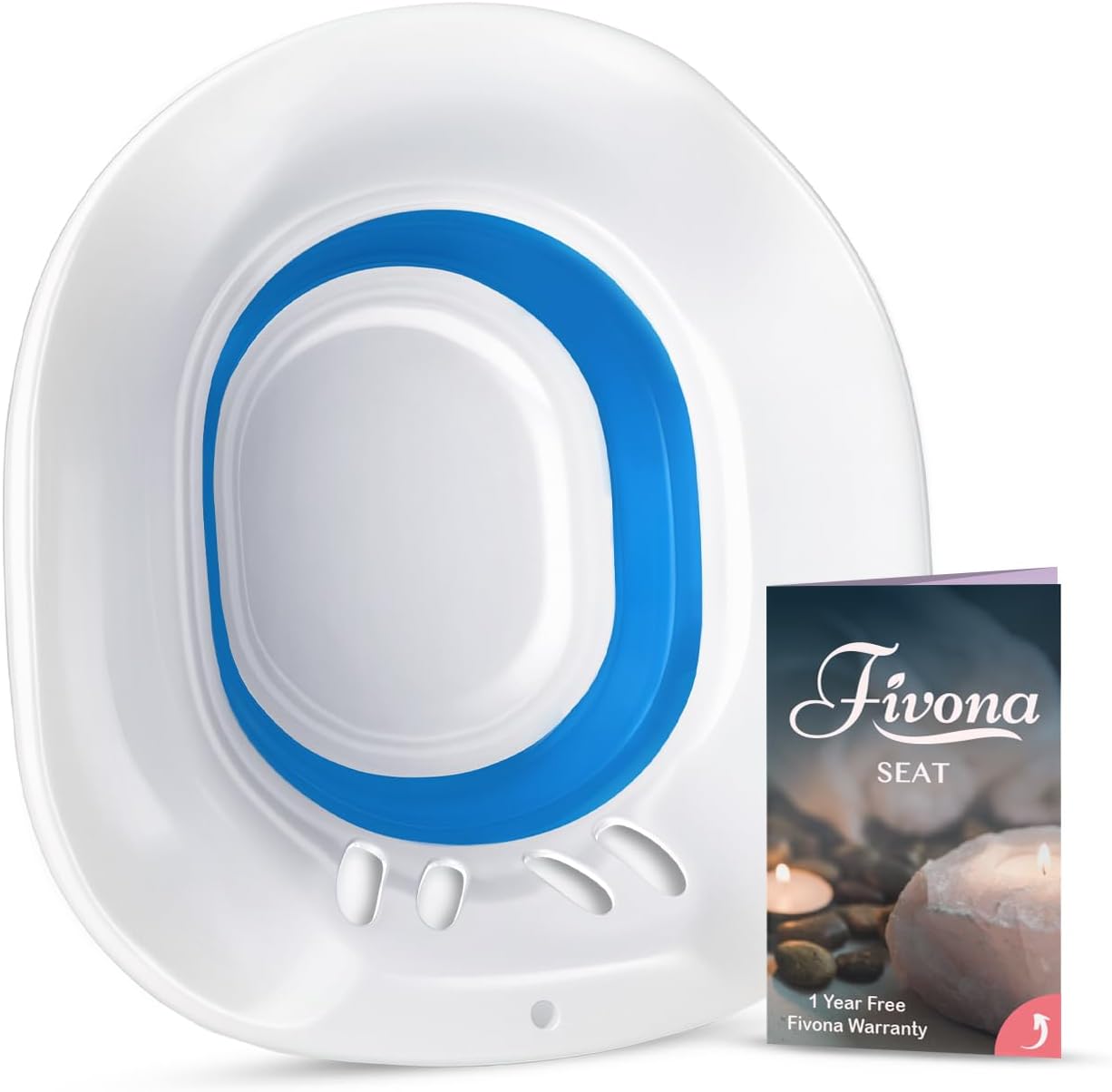 Fivona Sitz Bath for Toilet Seat Postpartum and Hemorrhoids Care - Yoni Steam Seat - Foldable Basin for Epsom Salt Soak - Portable Bidet BPA Free Temperature Resistant - Universal Fit