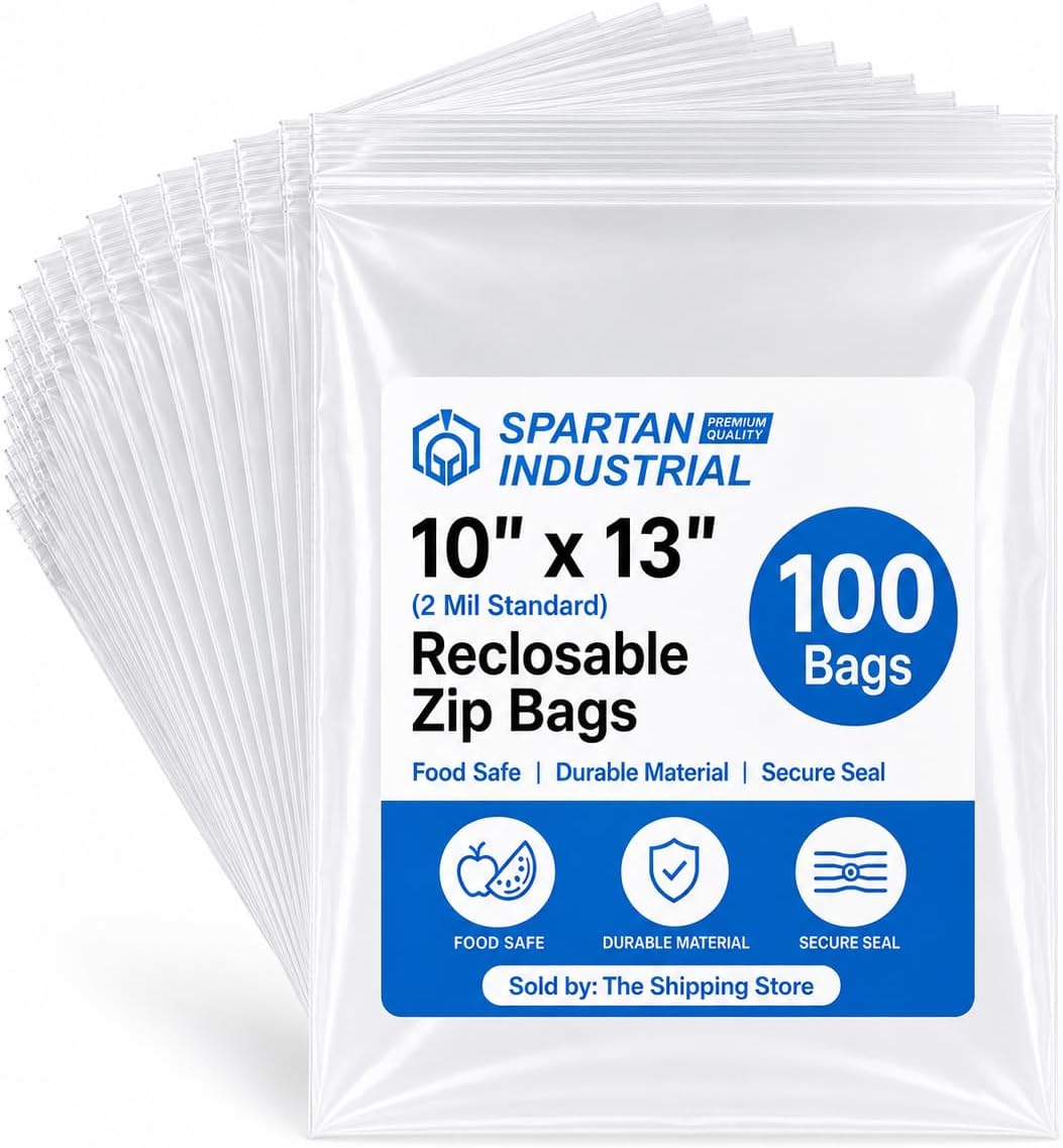 10" X 13" (100 Count) Quart Clear Reclosable Zip Plastic Poly Bags