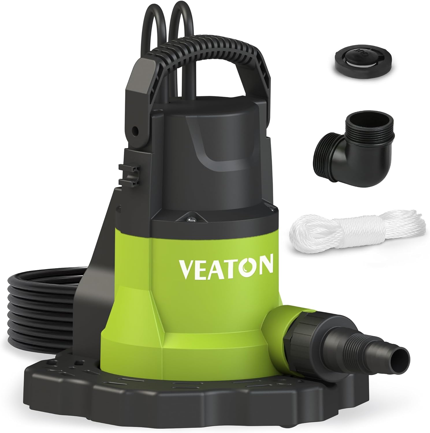 VEATON Automatic Submersible Pump, 750W 13000L/H Portable Water Removal Pump with Base, Check Valve Adapter for Swimming Pool, Hot Tub, Boat Covers, Water Beds, Rooftop, Shallow Pit Water