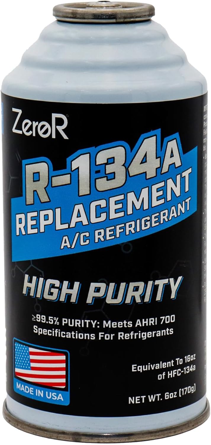 ZeroR® High-Purity R134a Replacement Refrigerant – Eco-Friendly 100% Natural Hydrocarbon A/C Recharge Gas – Compatible with R134a Systems – 1 Can (6 oz Each)