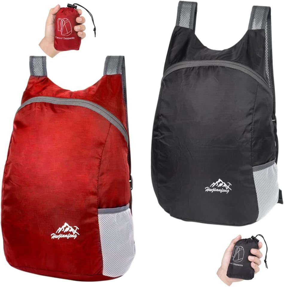 Feibmir 2 Ultra Lightweight Foldable Backpacks,Water Resistant Hiking Daypacks,Packable Rucksacks for Men Women Kids Travelling Outdoor Camping Climbing Cycling Walking