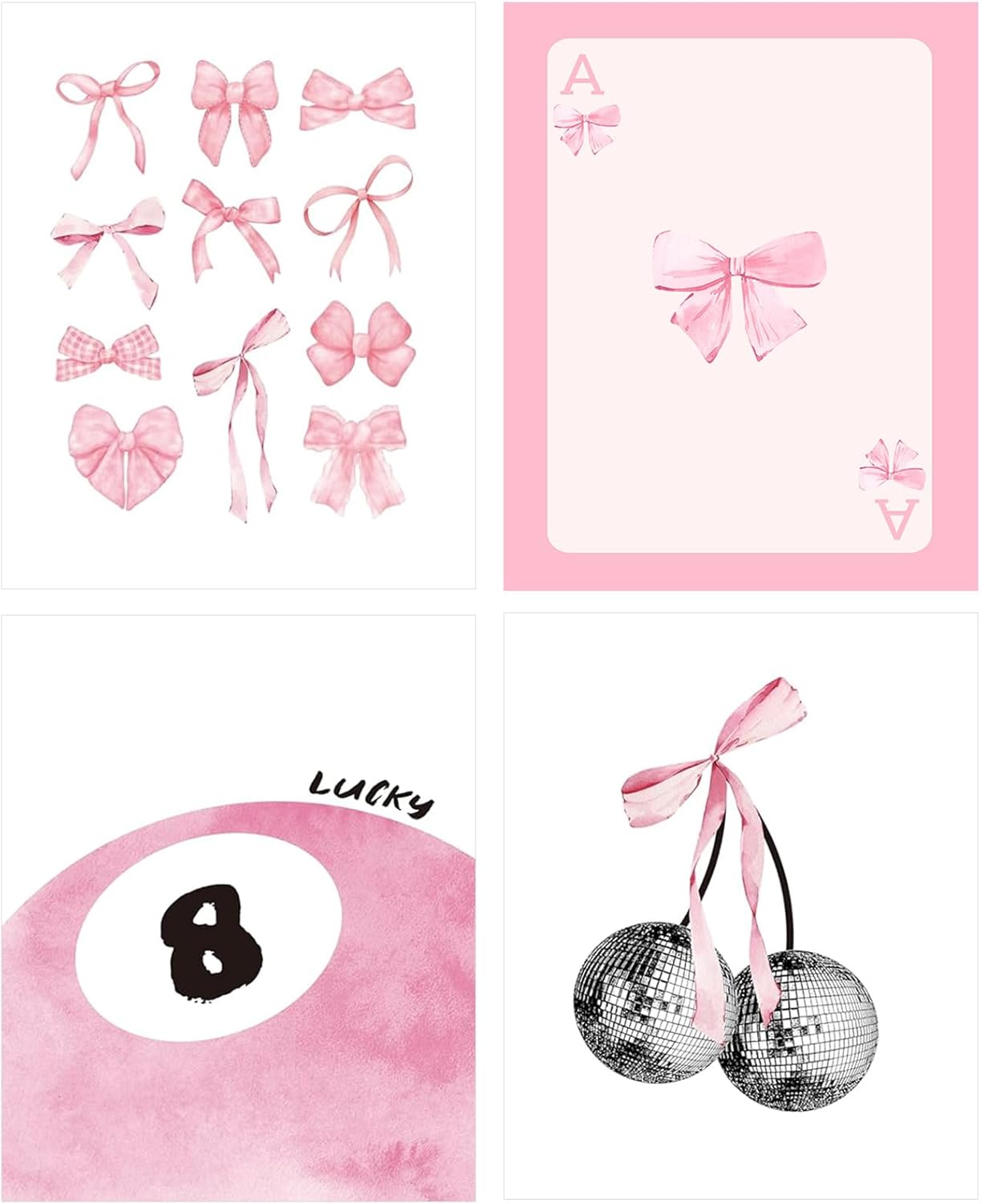 Yeaqee 4 Pcs Diamond Art Kits DIY Painting for Adult Aesthetic Wall Diamond Crafts Aesthetic Room Decor Cute Painting Pictures 5d Craft Wall Decor for Home Wall 10 x 11.8'' (Coquette)