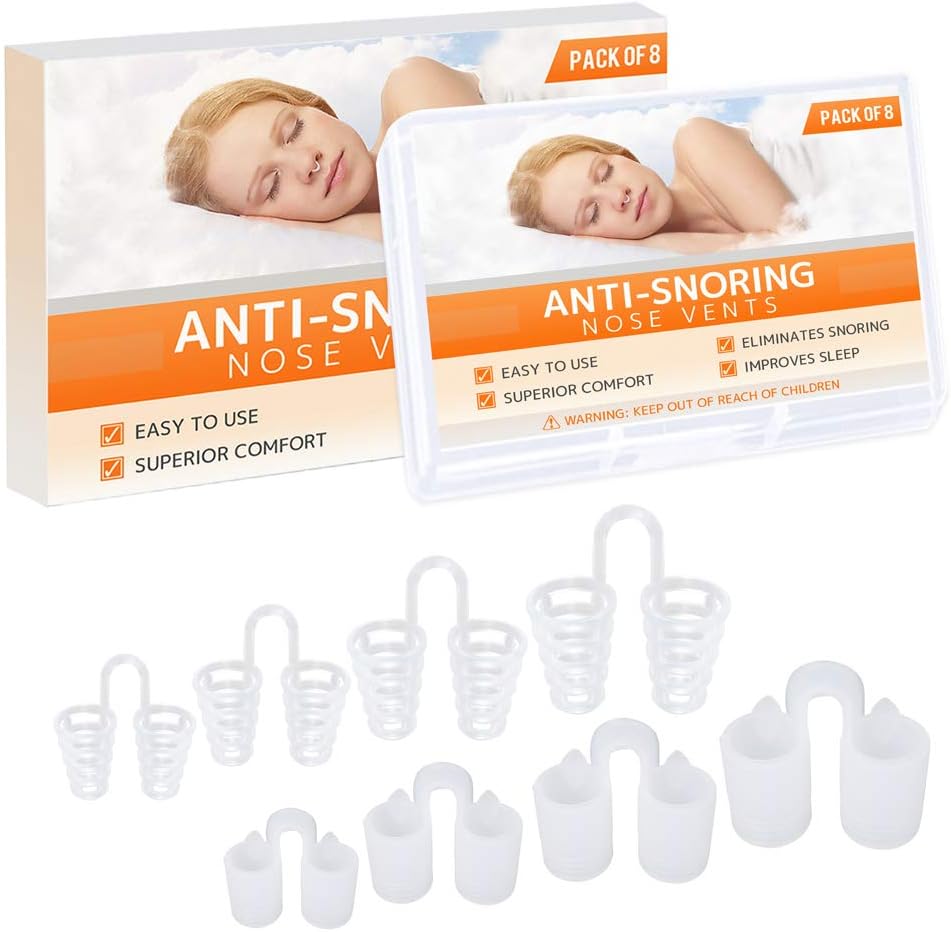 Nose Vent Sinus Relief Dilator (Pack of 8 Various Sizes) - A Simple Solution for Nasal Snorers - Reusable Snoring Device to Enjoy a Peaceful Night's Sleep - by Mobi Lock