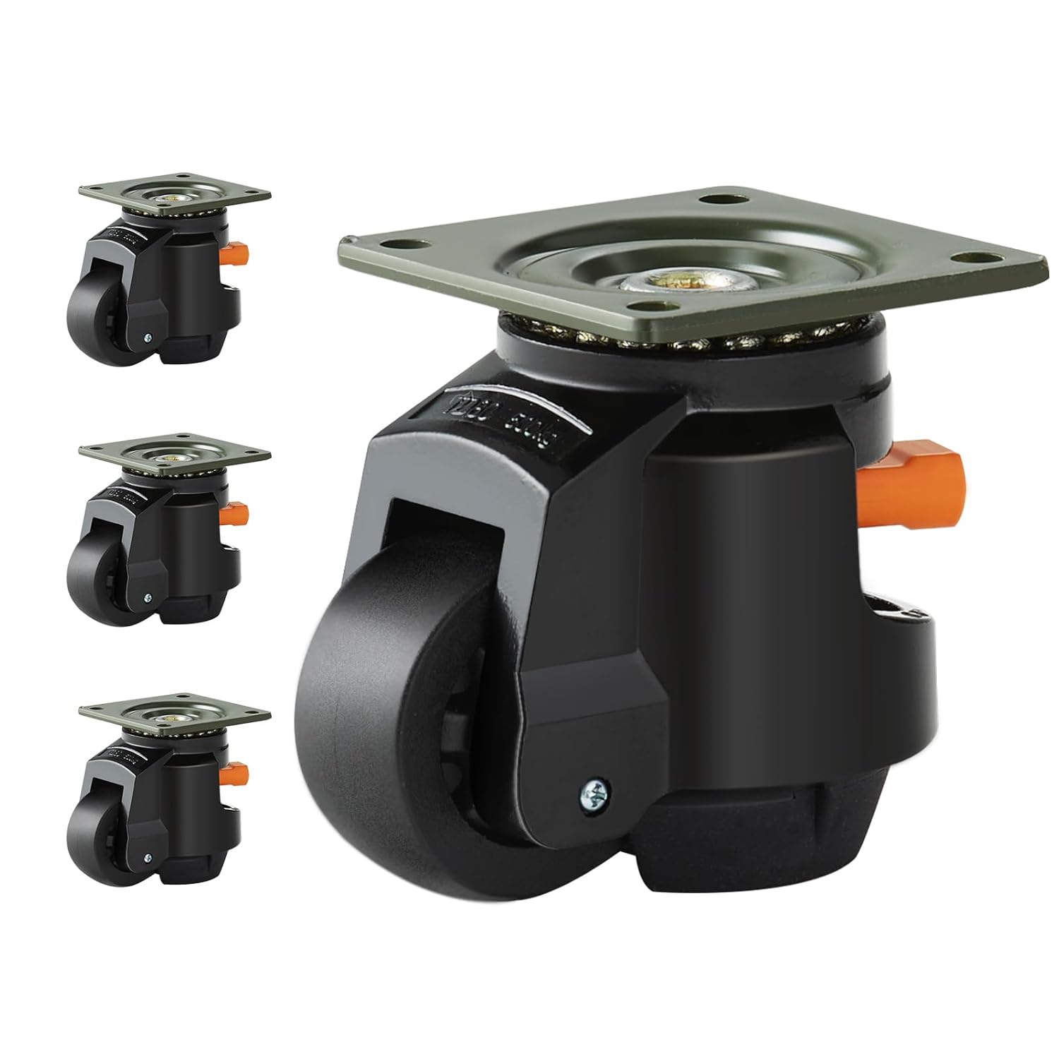 VEVOR Leveling Casters, Set of 4, 2200 lbs Total Load Capacity, 2.5 inches, Heavy Duty with Upgraded Handle Design, 360 Degree Swivel Caster Wheels, Adjustable Casters with Feet for Workbench, Machine
