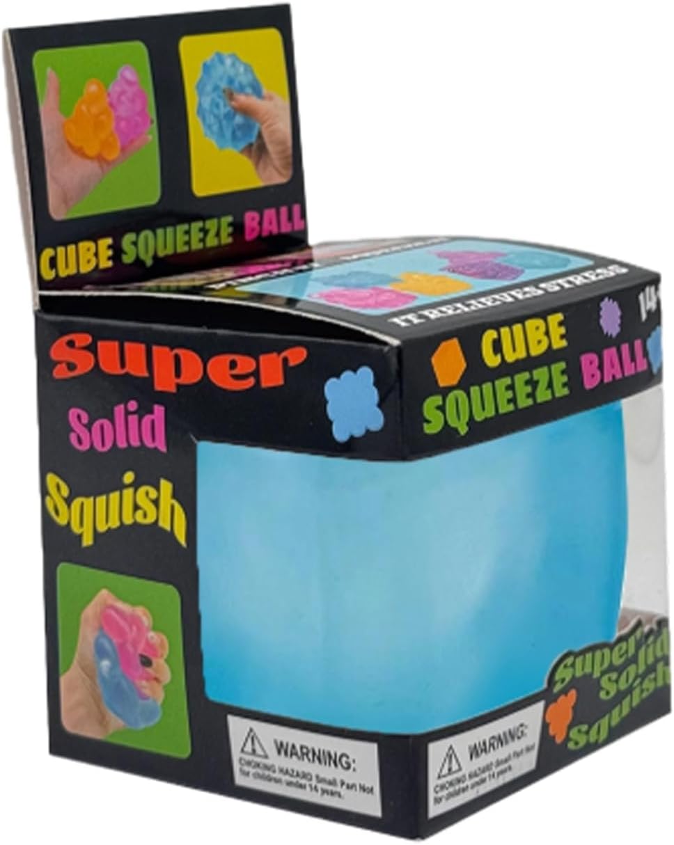 Nee doh Ice Cube Squeeze Toys: Stress Relief Fidget Squishy Stress Balls - Soft Elastic Sensory Toys for Relaxation and Focus - Reusable Squeeze Stress Relief Toys (Blue)
