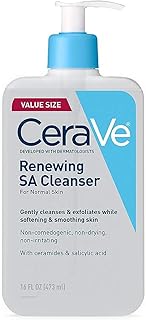 CeraVe Renewing Salicylic Acid Cleanser, Formulated With Hyaluronic Acid, Niacinamide, & Ceramides, Gentle BHA Exfoliating Face Wash Smooths & Softens Skin, Non Comedogenic & Fragrance Free, 16 Ounce