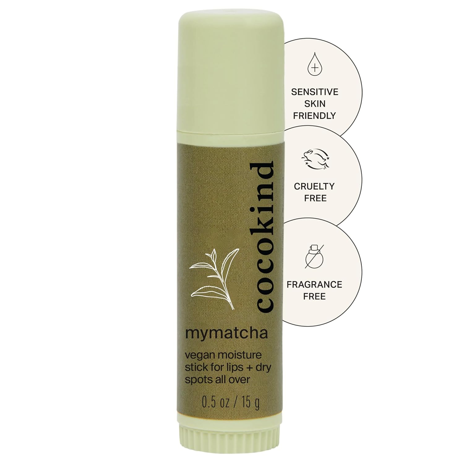 Cocokind Mymatcha All-Over Moisture Stick, Lip Balm and Eye Cream for Dry Skin 0.5 Oz