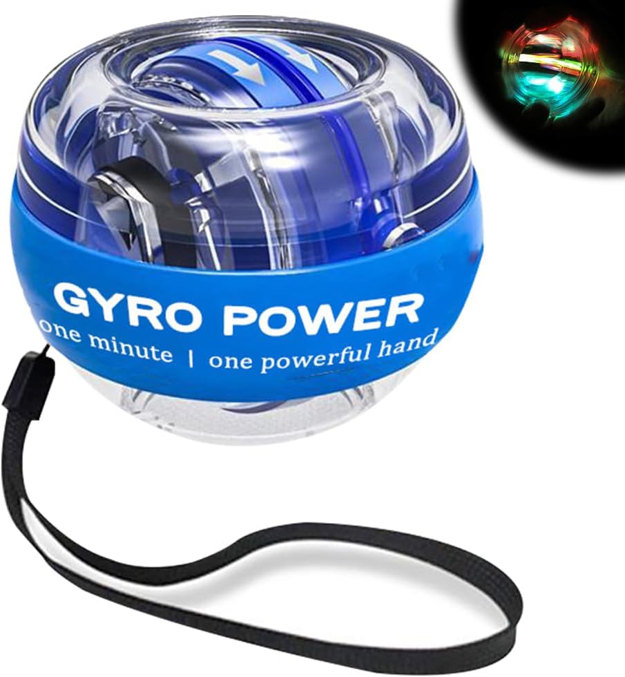 HIULLEN Gyro Ball Wrist Exerciser, Forearm Exerciser with Colourful LED lights, Auto-Start Wrist Power Gyro Ball for Wrist Arms Fingers Wrist Bones and Muscles Strengthening & Training