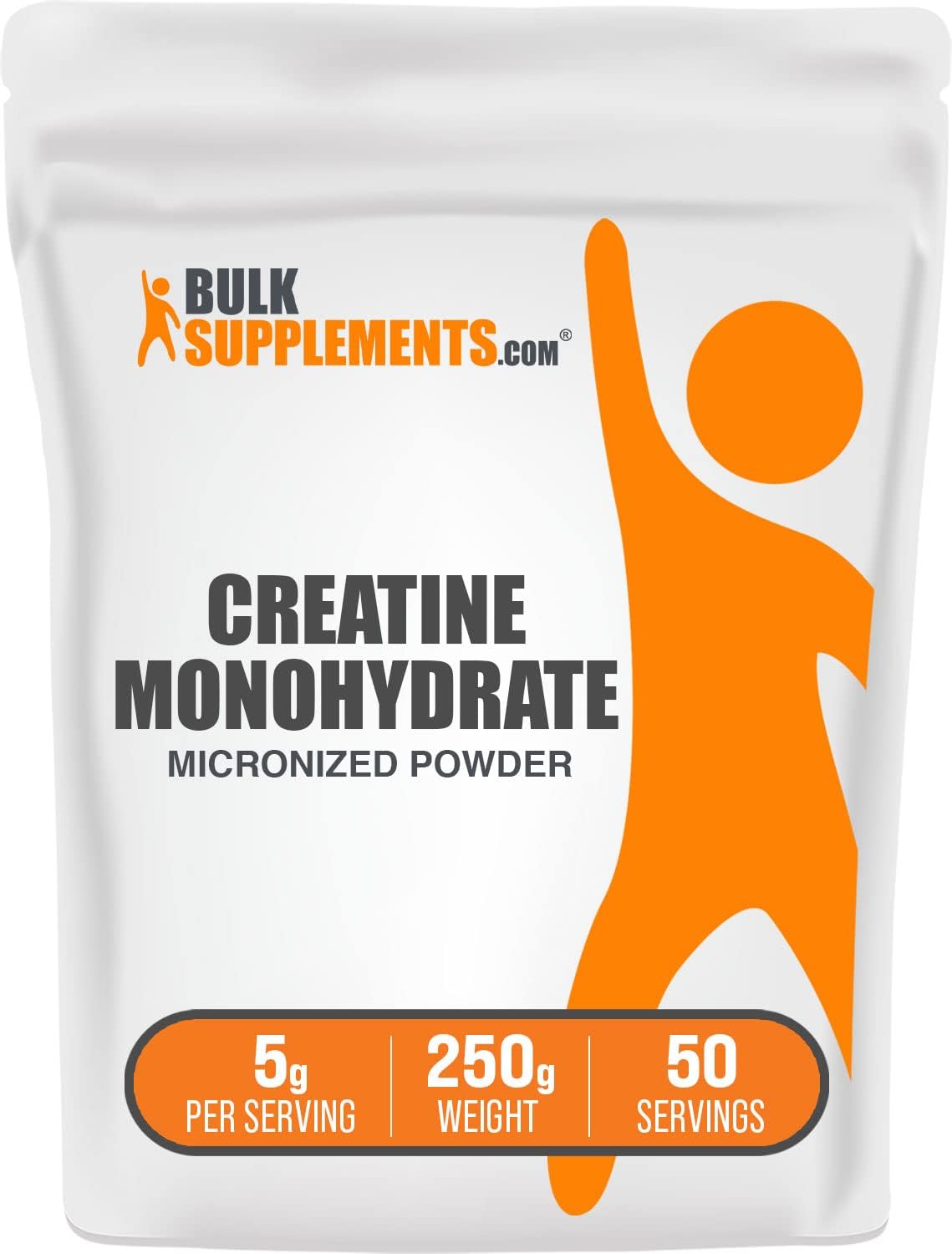 BulkSupplements.com Creatine Monohydrate Powder | Creatine Powder, 5g per Serving, Pure, Unflavored & Gluten Free, 250g