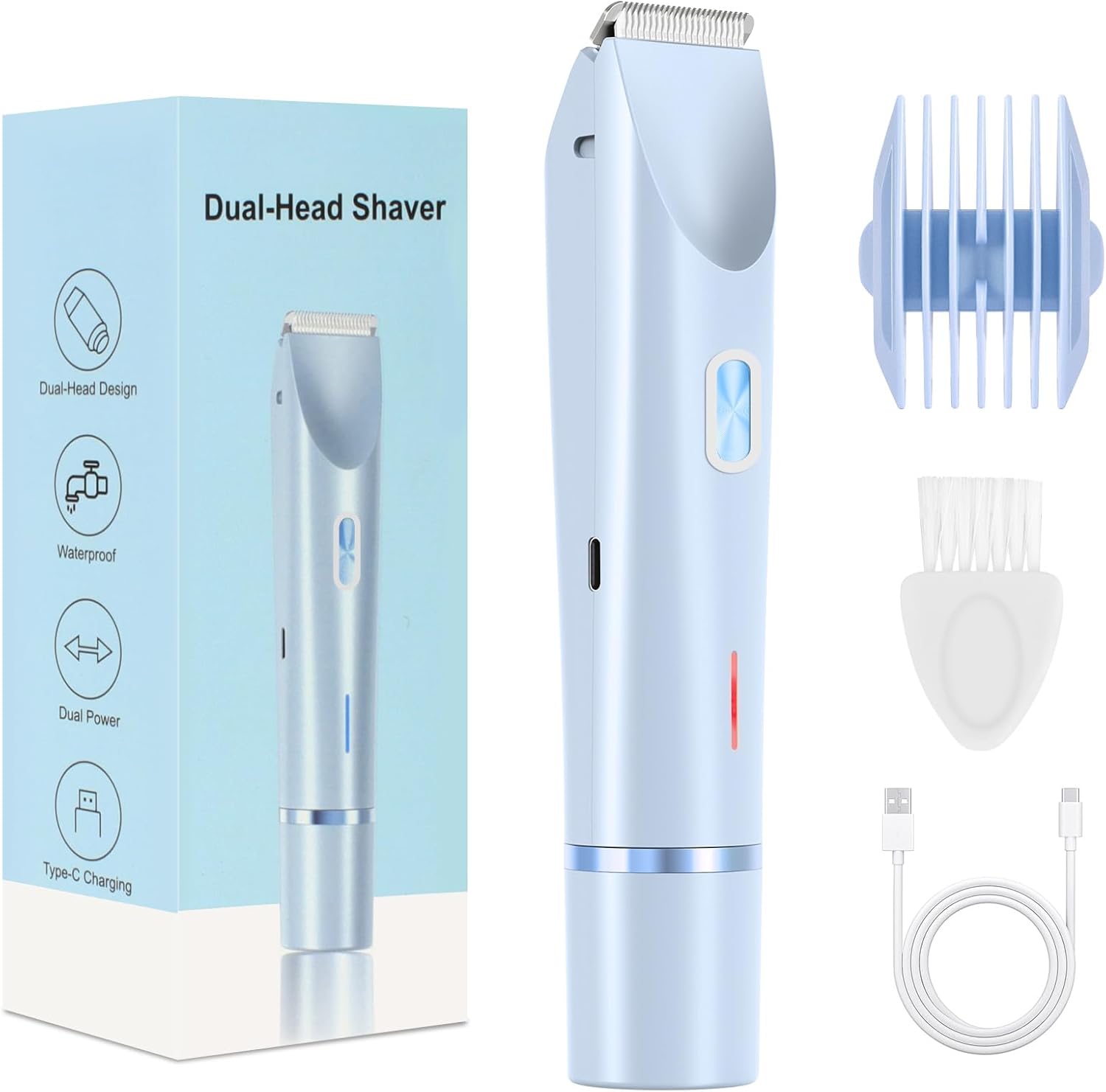 2025 New Bikini Trimmer for Women,Dermave Bikini Shaver,2-in-1 Electric Razors for Women(Blue)