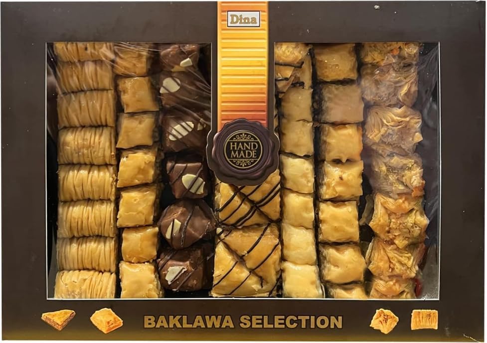 Dina Baklawa Baklava Selection Homemade Sweets Cashew Walnut Pistachio Nuts Chocolate Assorted Pack 1kg