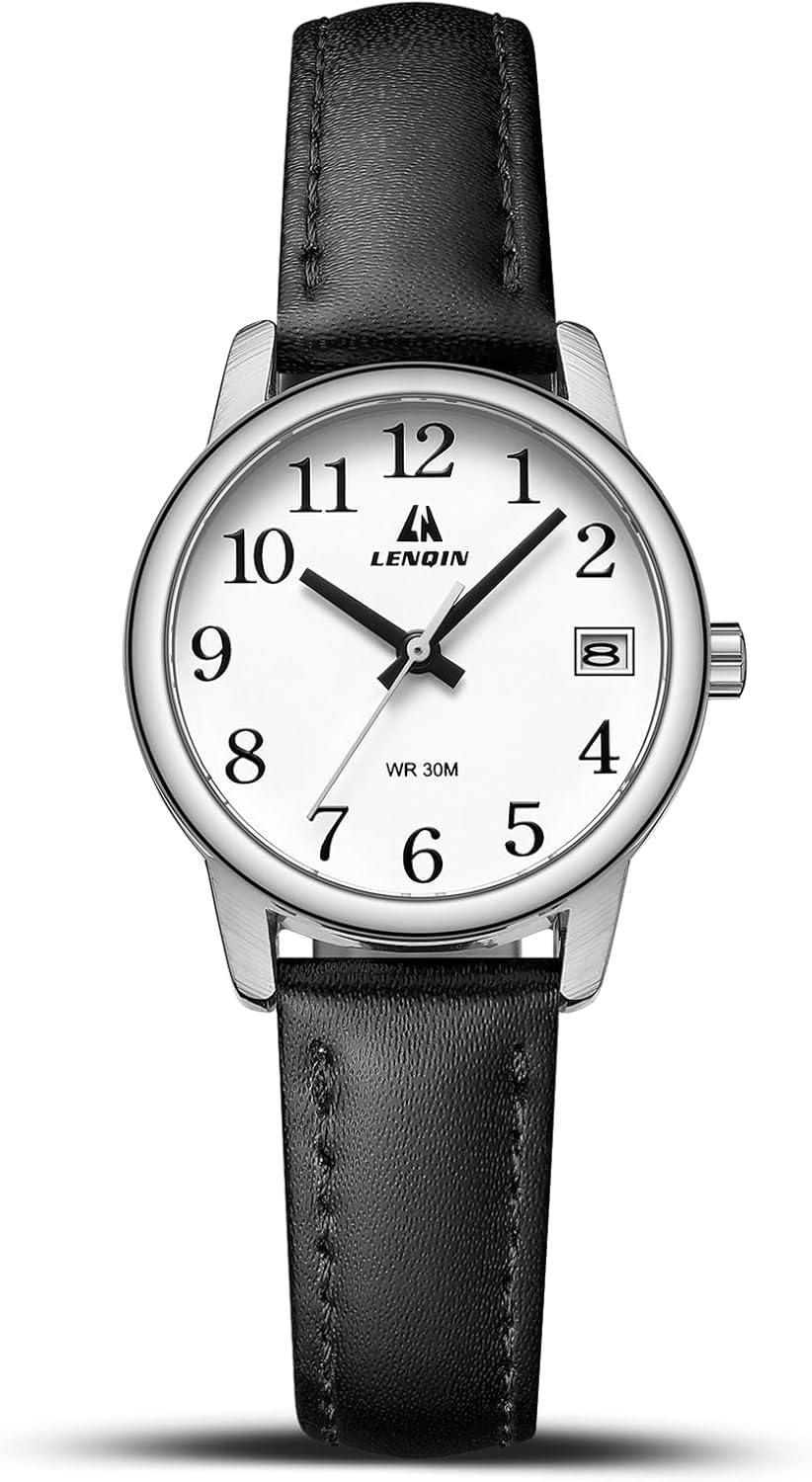 LN LENQIN Ladies Watches Analog Quartz Watch for Women Waterproof Women's Wrist Watches Easy Reader Womens Watch with Leather Strap
