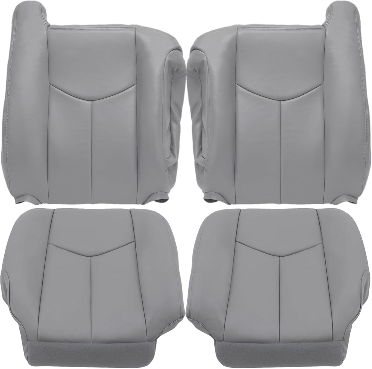 NLQR Driver & Passenger Side Bottom & Top Lean Back Replacement Seat Covers Pewter Gray 922 Compatible with Chevy Silverado Tahoe Suburban Avalanche GMC Sierra Yukon XL 2003 2004 2005 2006