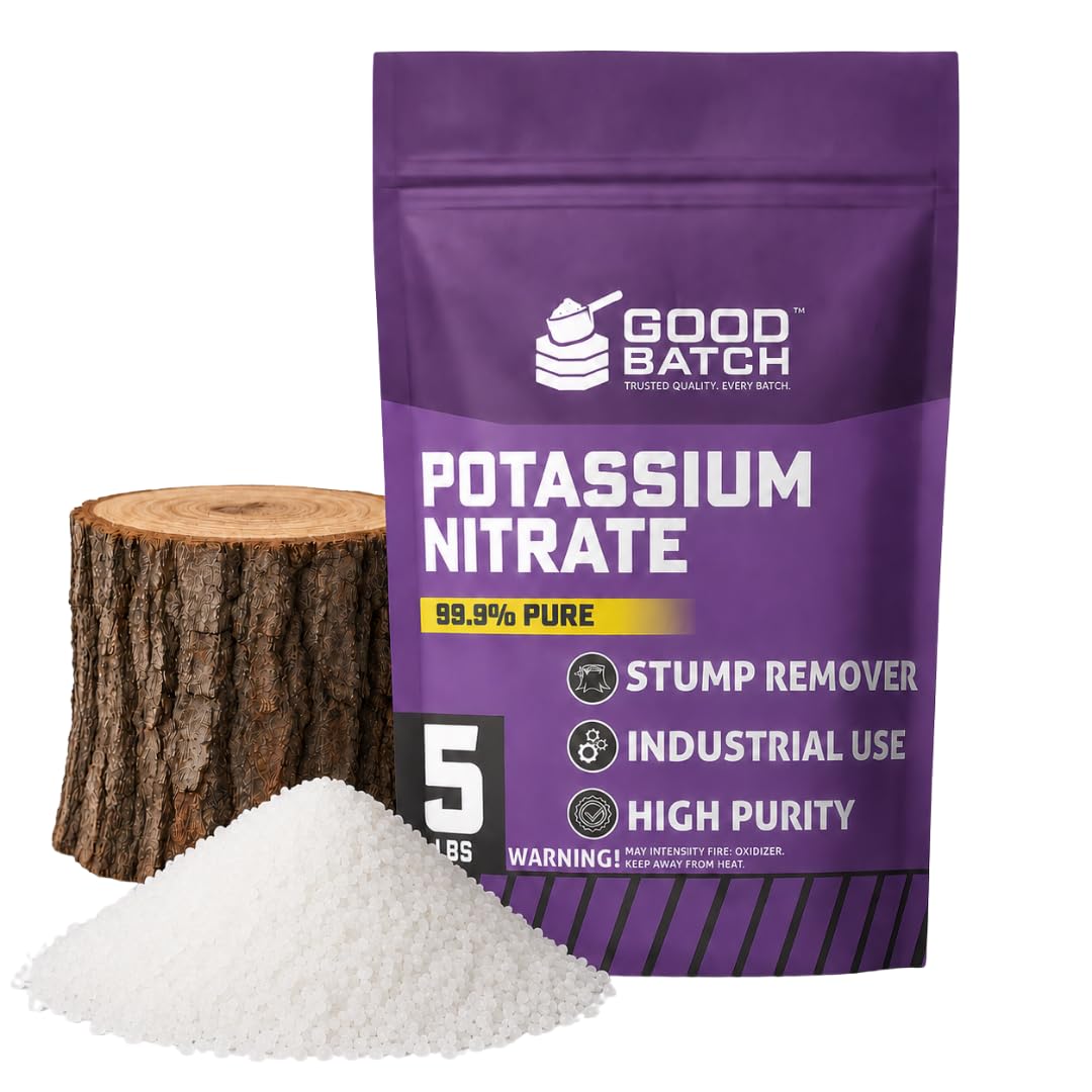 Potassium Nitrate Stump Remover - 5 LB - 99.9% Pure KNO3 Granules - Drill & Pour - Water Soluble for Tree Stumps, Hydroponics, Industrial & Laboratory Use