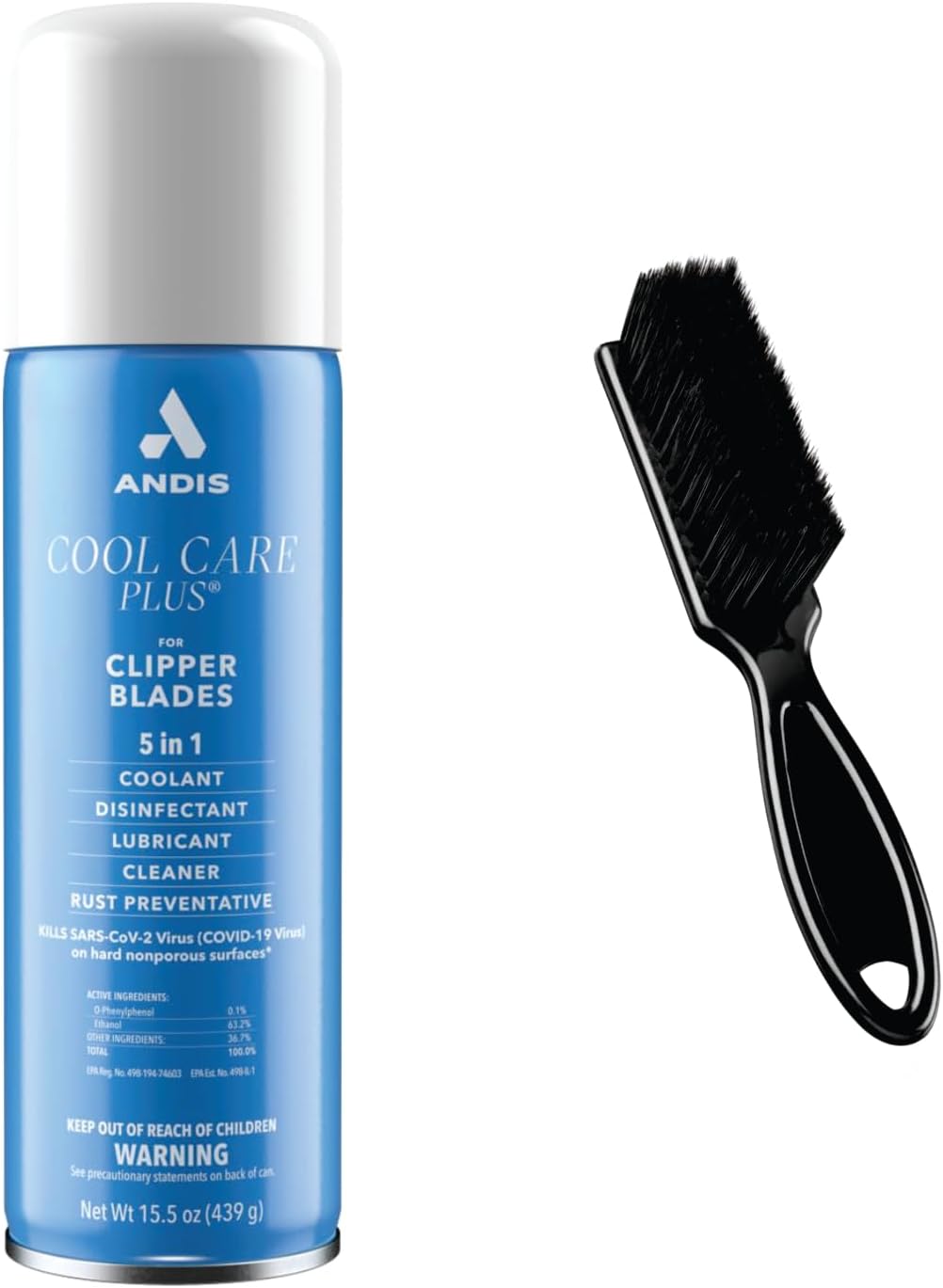 ANDIS Cool Care Plus Spray for Clipper Blades, 15.5 Oz. With Clipper Cleaning Brush