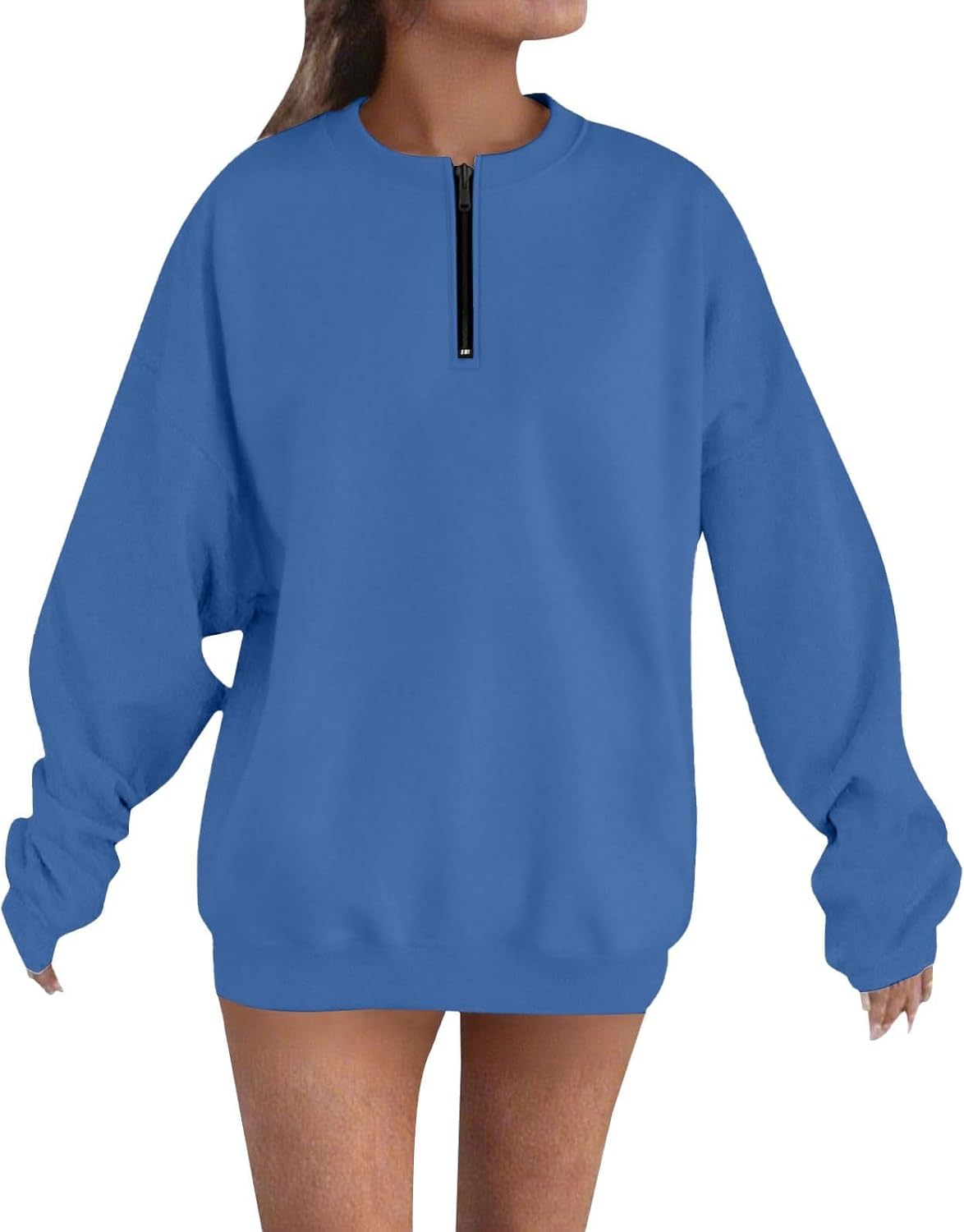 Oversized Sweatshirt for Women Loose Fit Casual Fleece Fall Long Sleeve Quarter Zip Pullover Tops Y2k Clothes