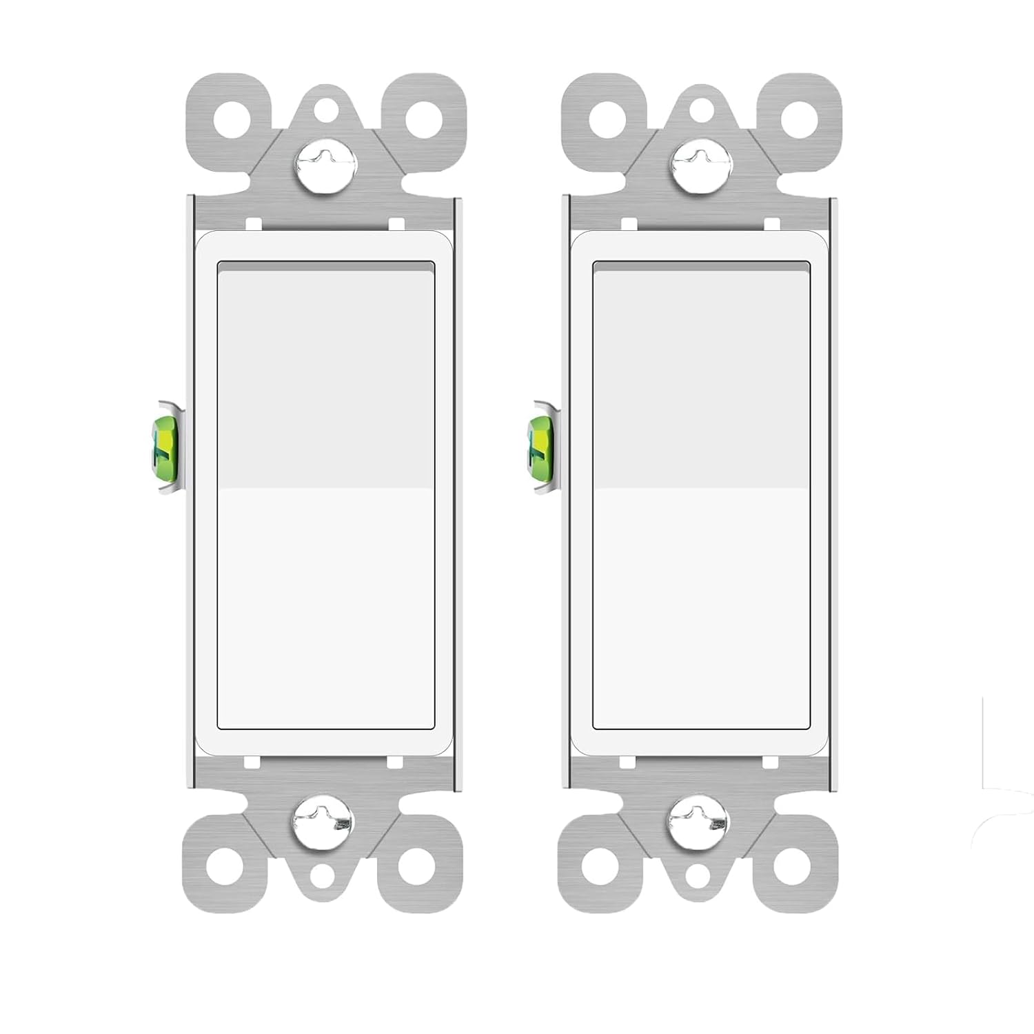 Greencycle Single Pole Rocker Light Switch,Paddle Light Switch 15 Amp,Sp Decora Switches White,120V-277V AC,On/Off Wall Switches, Residential/Commercial Grade,Home & Office,UL/CUL,2PK