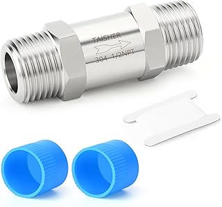 TAISHER 1PCS 304 Stainless Steel 1/2" NPT Male Check Valve,Backflow Prevention,One Way Non-Return Check Valves