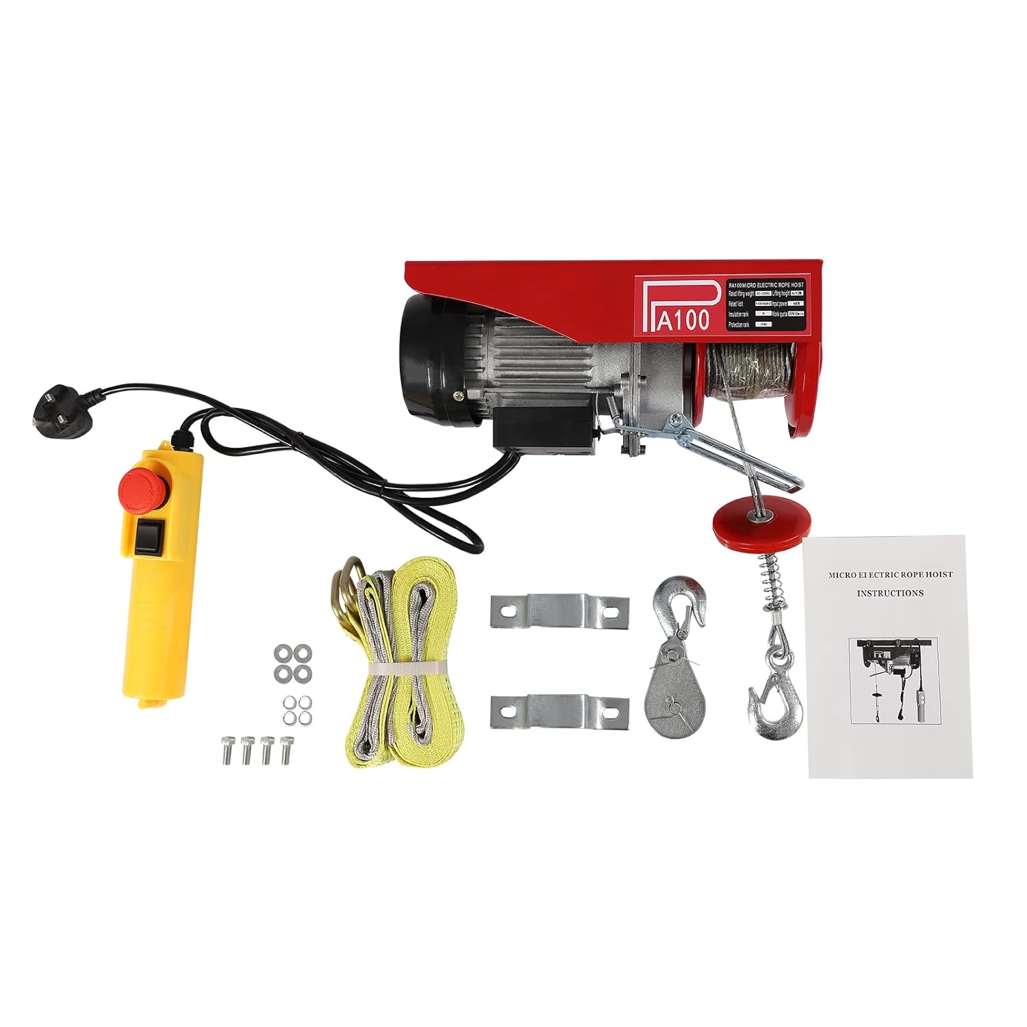 Electric Hoist with Wired Remote 100kg 480W Electric Hoist with Dual Cable Lifting for Construction Warehouse Etc