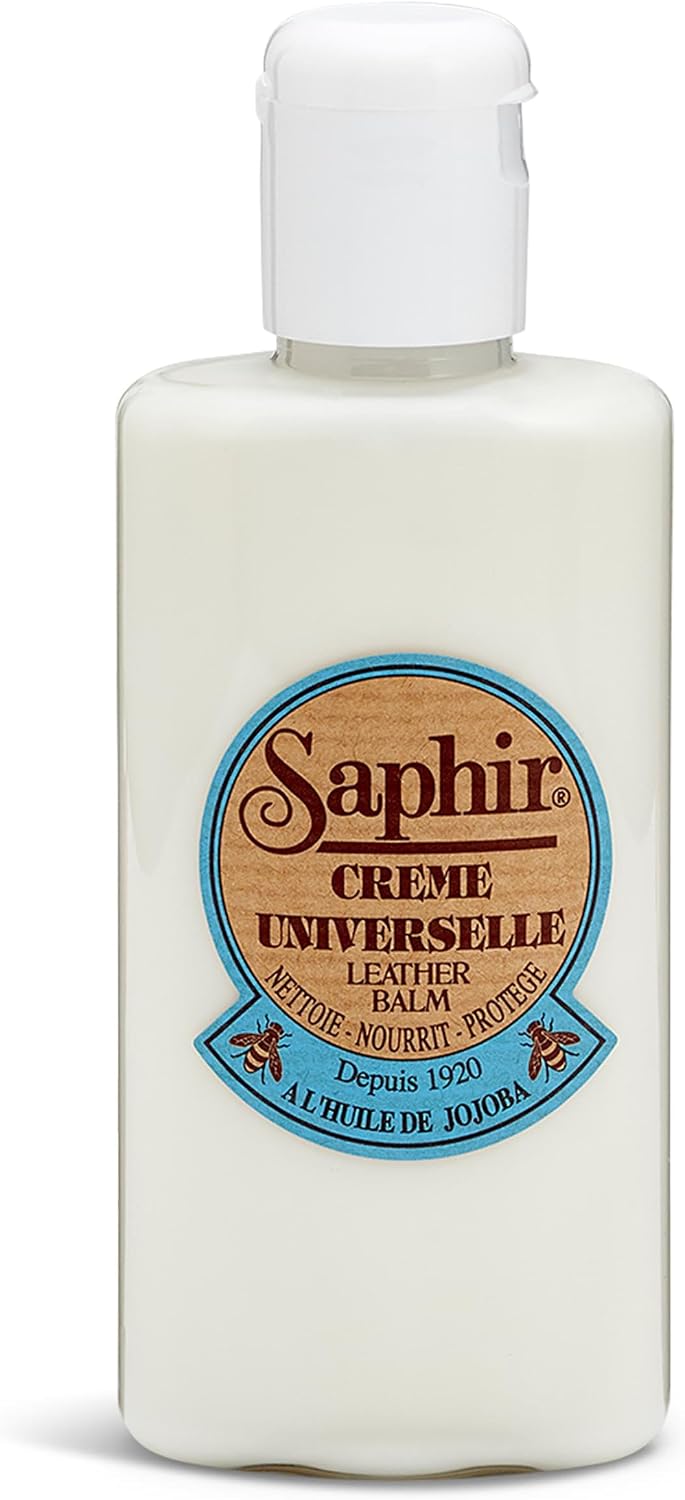 leather balm Saphir | Jojoba Oil, Lanolin & Beeswax, Smooth & Varnished Leather, Cleans, Nourishes & Protects, Quick Drying
