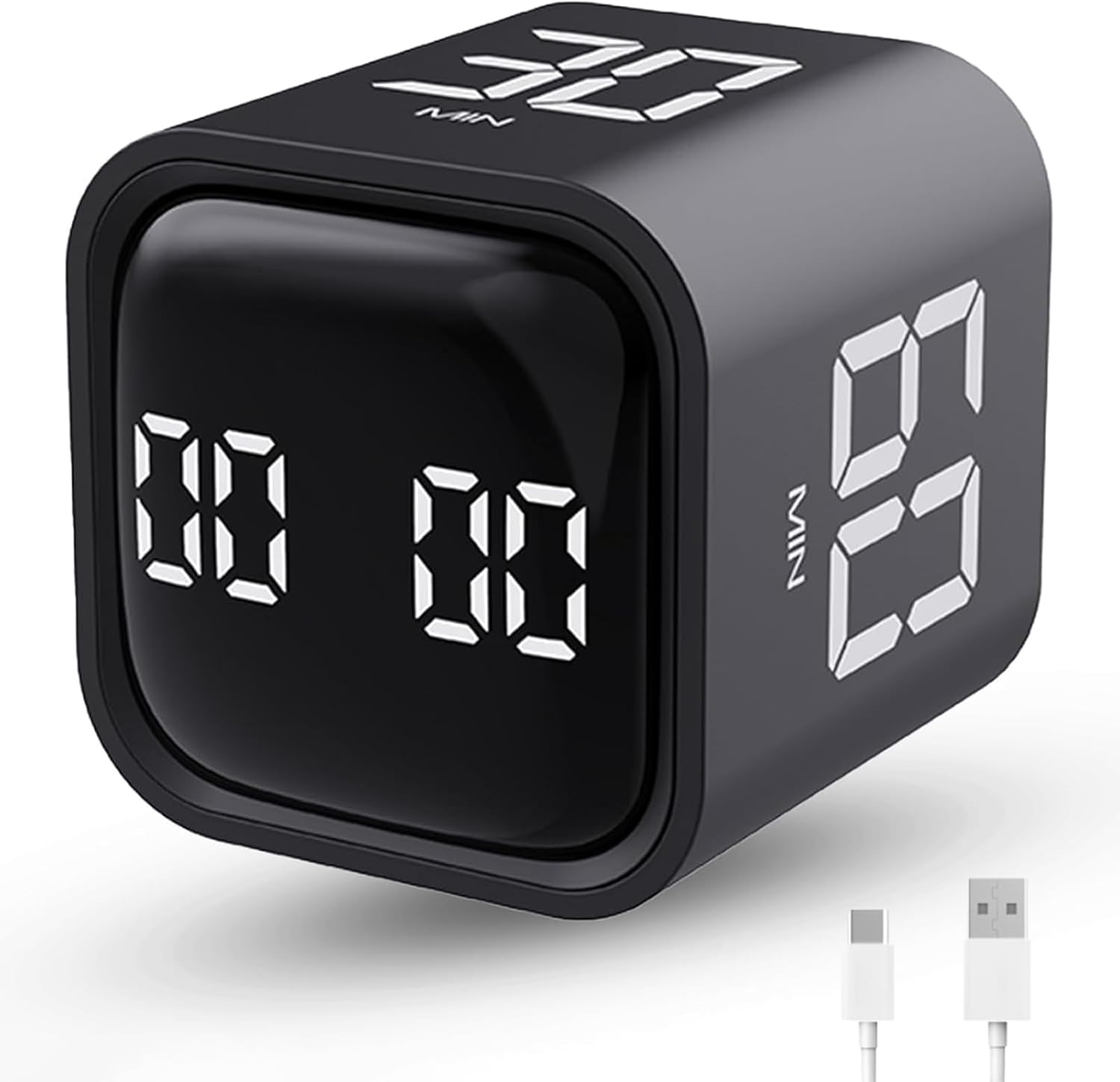 Productivity Timer Flip Gravity Sensor Cube Timer Countdown & Countup,Mute & Vibrate & Sound,5/10/30/60min & Custom Timing, Perfect for ADHD,Work,Learning,Kitchen Cooking