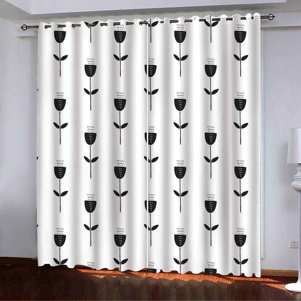 3D Cartoon Geometry Curtains Panels for Bedroom with Black Liner, Full Room Darkening Noise Reducing Grommet Curtain (2,72W x 84L)