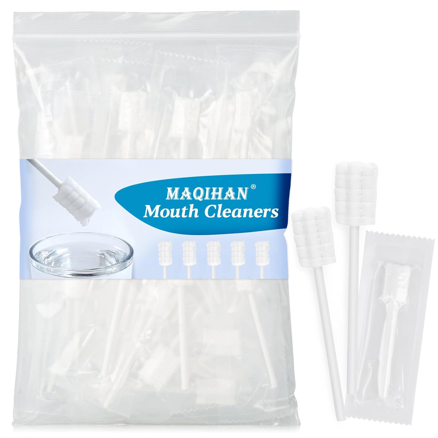 50 Gauze Mouth Swabs for Elderly - Oral Swabs Disposable Toothbrushes Individually Wrapped Swabsticks for Dry Mouth Cotton Gauze on a Stick Dental Oral Care Elderly Hospice Care Supplies