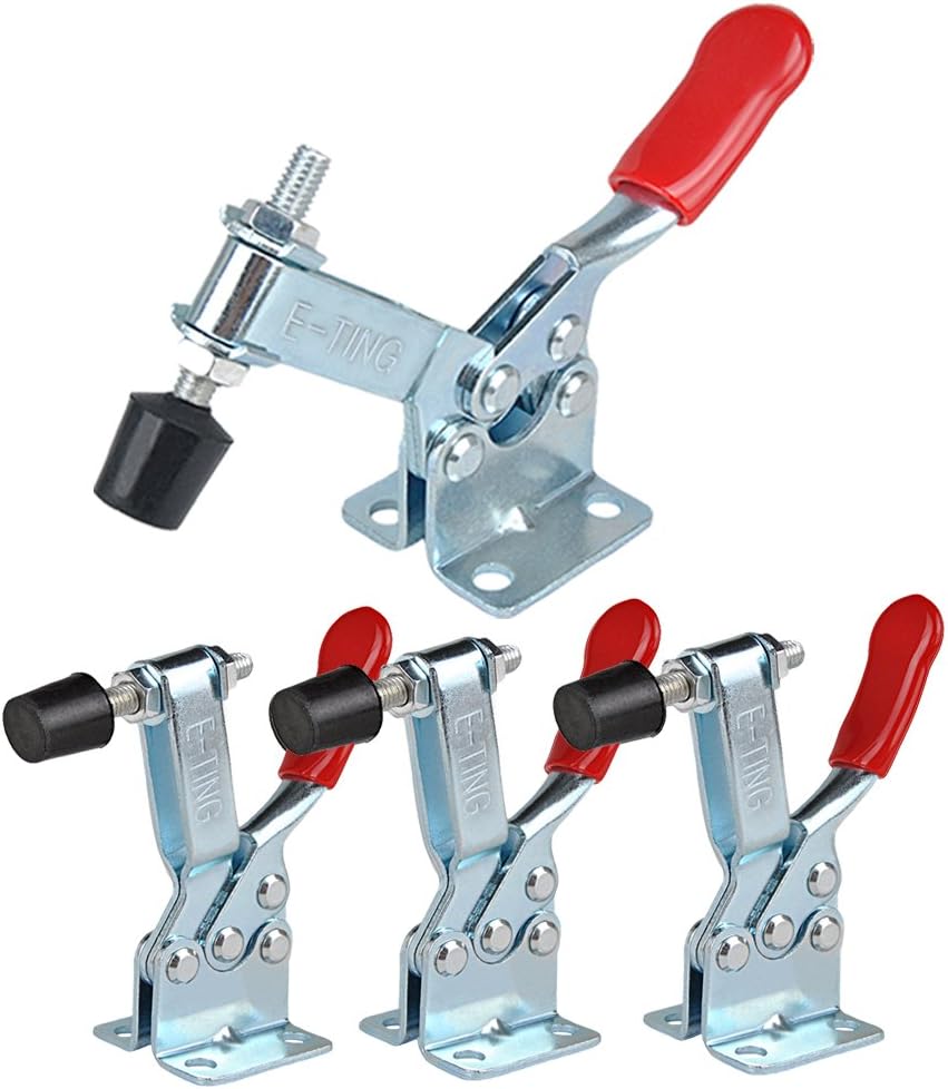 E-TING 4pcs Hand Tool 201B Toggle Clamp 198Lbs Antislip Red Horizontal Clamp 201-B Quick Release Tool