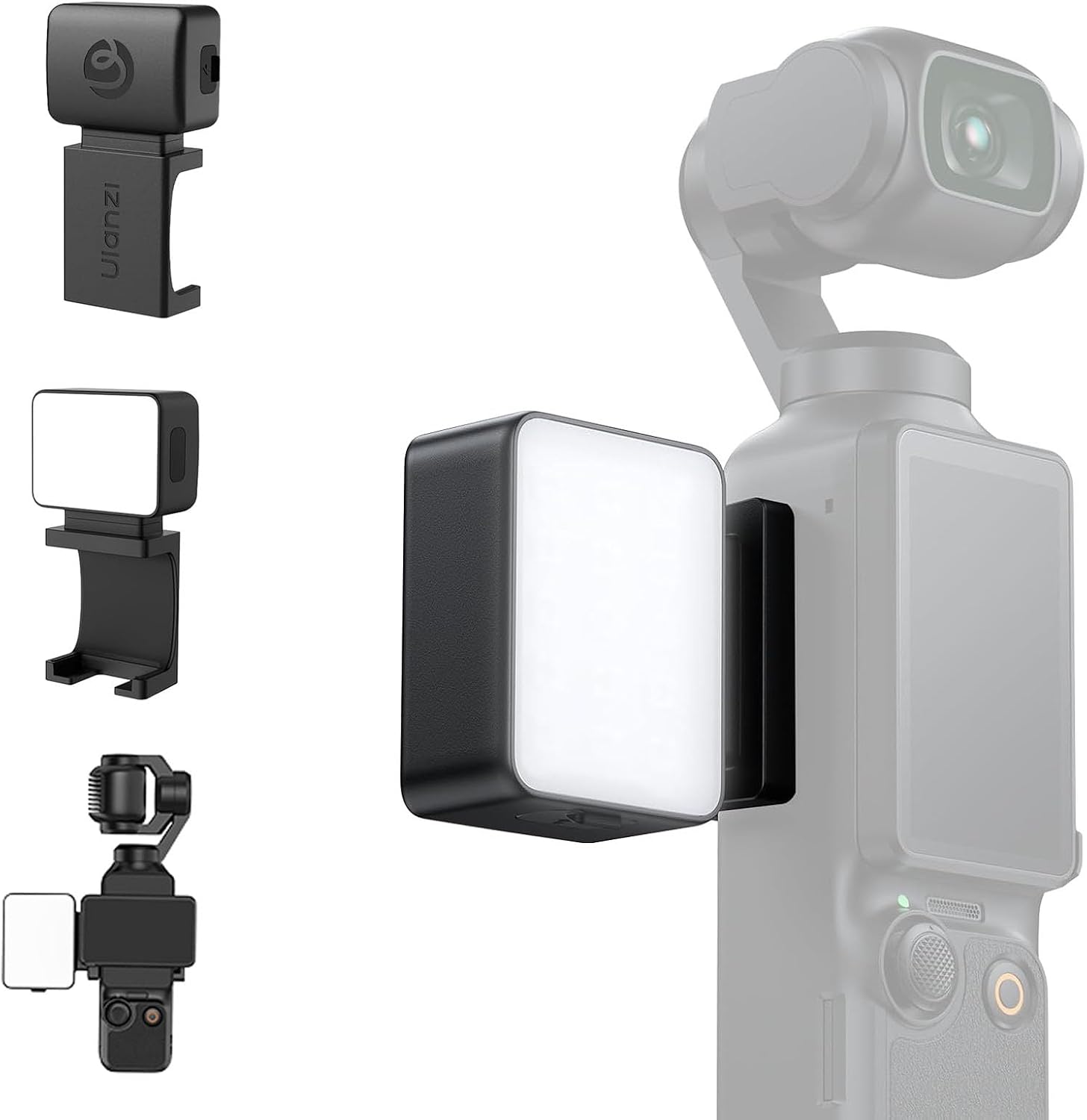 ULANZI LM001 Magnetic Fill Light for DJI Osmo Pocket 4/3/Xtra Muse, 2W 5800K LED Light with CRI ≥95, 500mAh USB C Rechargeable, IPX4 Waterproof, 3-Level Brightness, for Vlog & Outdoor