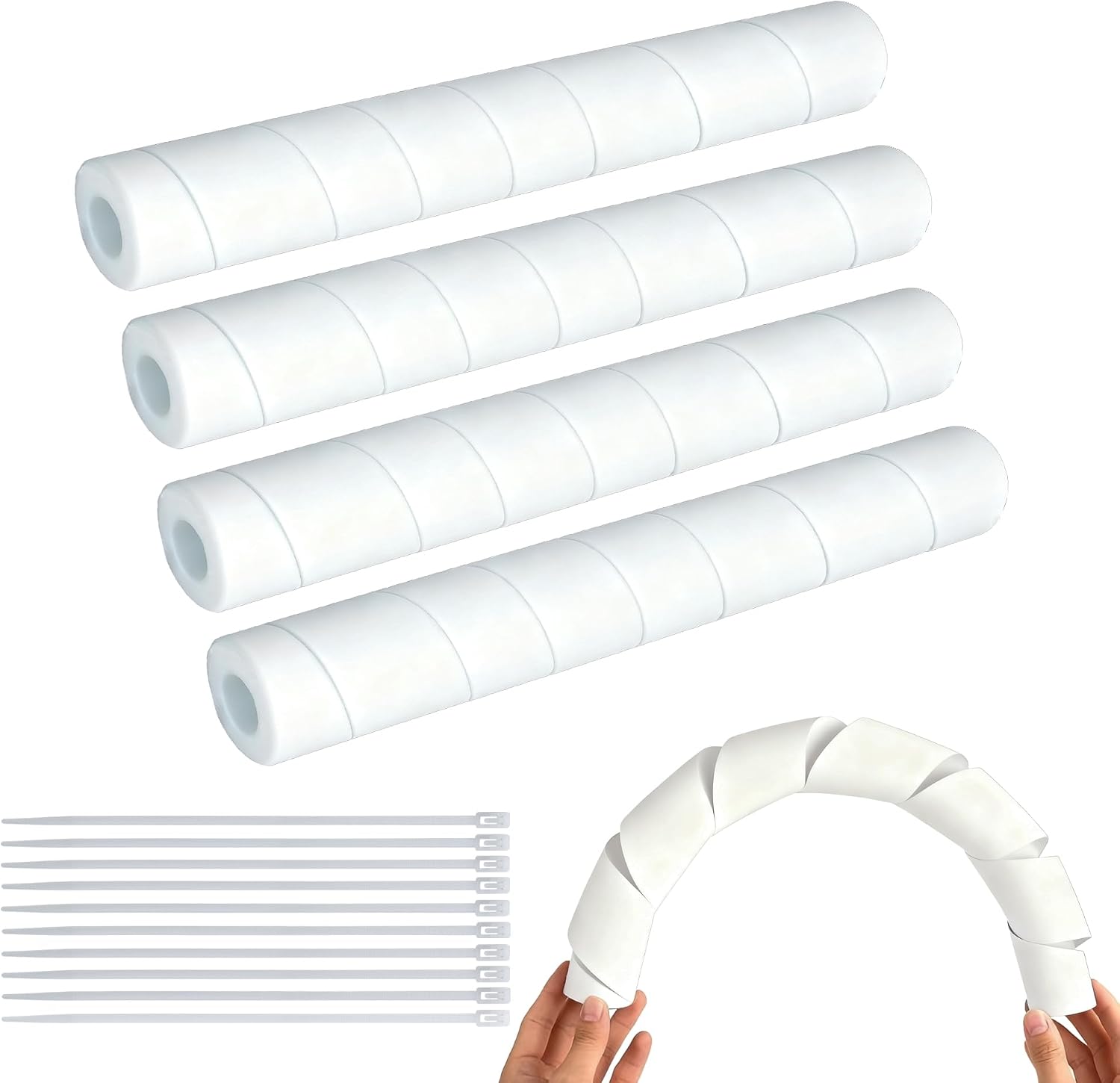 4 Pack Pipe Insulation Foam Tube, 15.74 Inch White Pool Noodles Foam