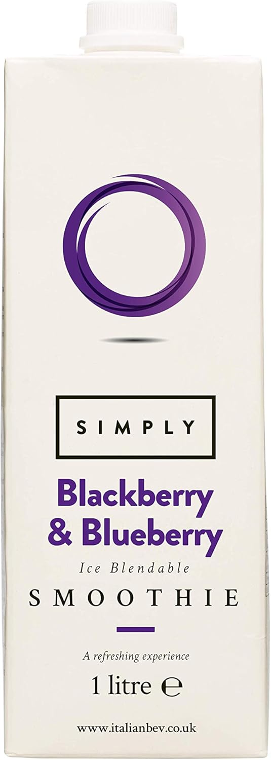 Simply Blackberry and Blueberry Smoothie, Vegan Blendable Concentrated Smoothie Mix Made with Real Fruit Puree (1 Litre)