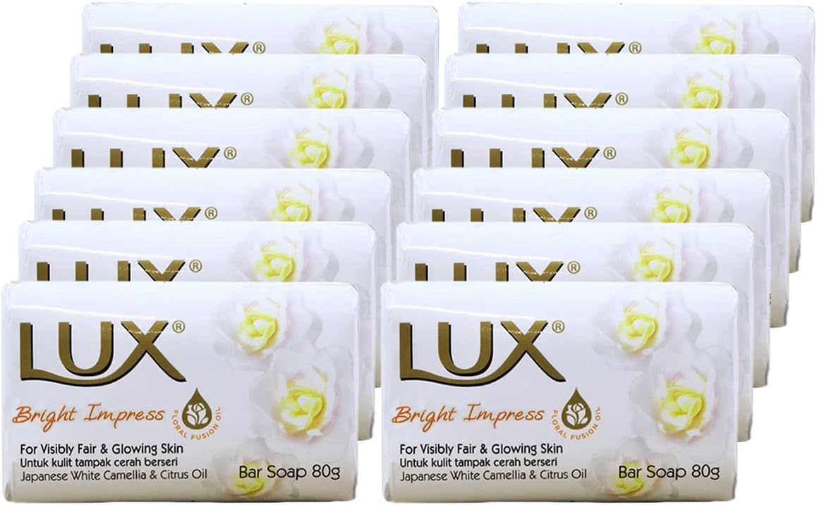 Lux Bright Impress Soap Bar 80g (Pack of 12) with Japanese White Camellia and Citrus Oil