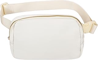 VOROLO Fanny Pack Crossbody Bag For Women And Men Belt Bag Gift For Women Bum Bag with Adjustable Strap for Sports Off White